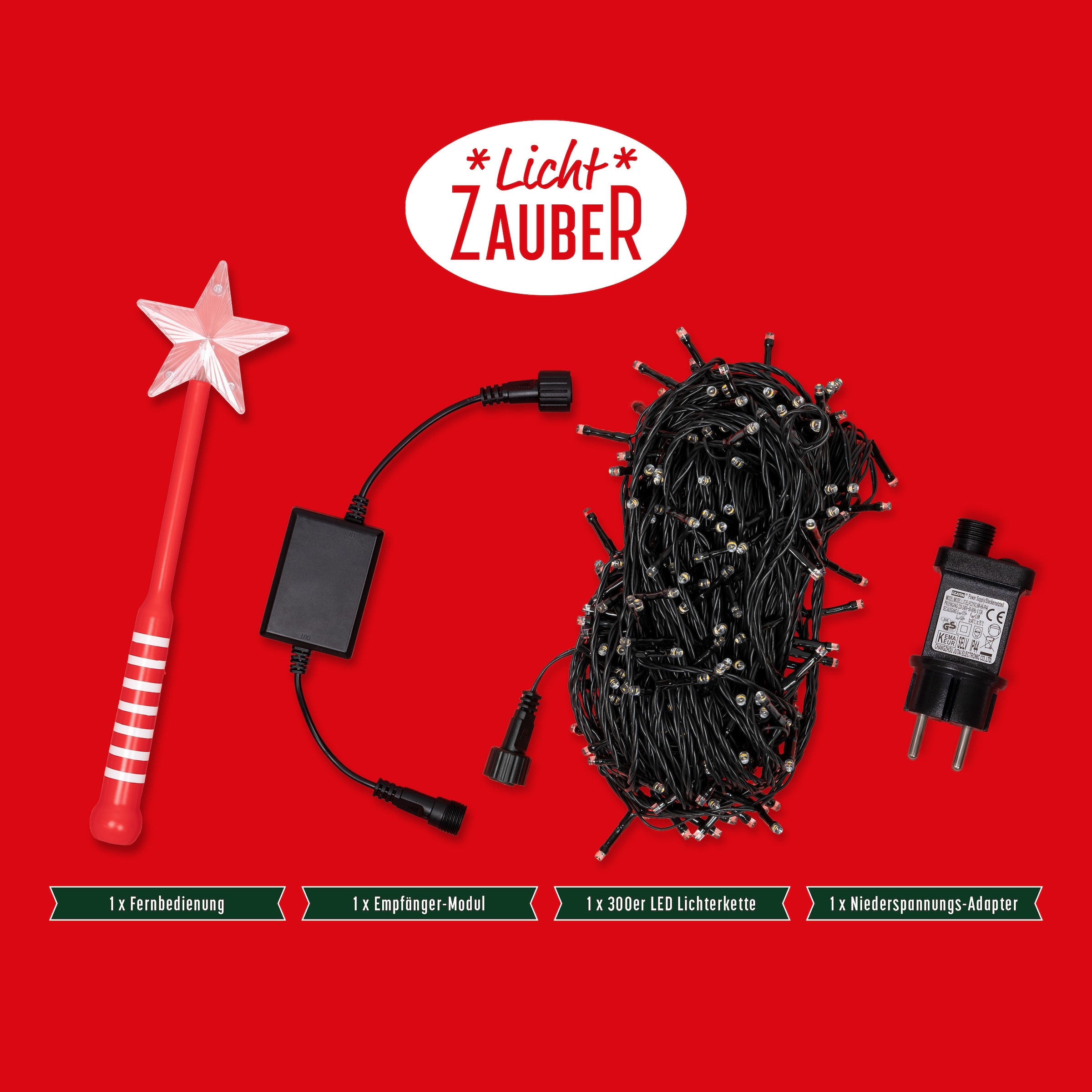 BONETTI LED-Lichterkette »mit Zauberstab als Fernbedienung« 300 Stk.-flammig auf Knopfdruck aktivieren sie eine stimmungsvolle Beleuchtung