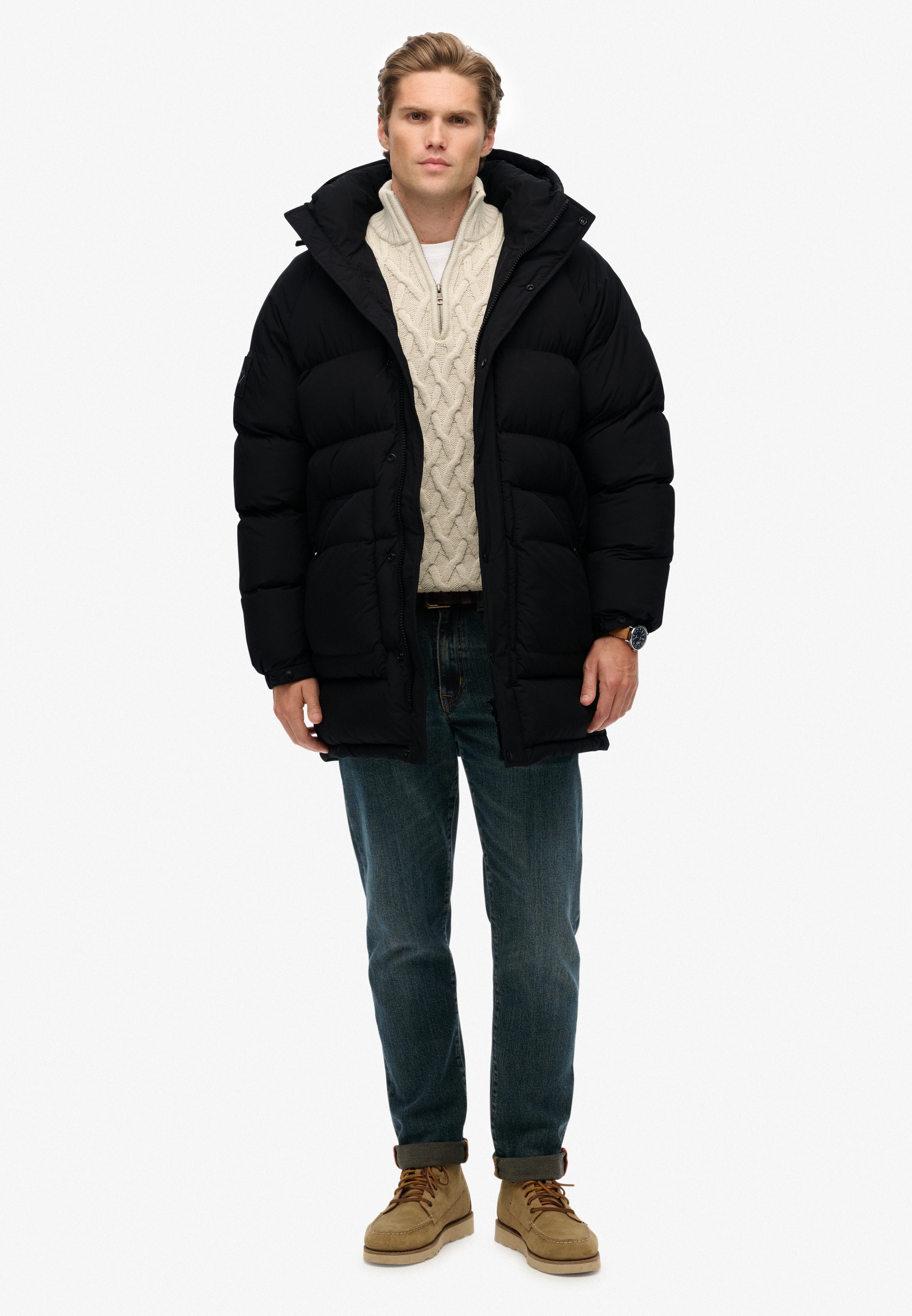 Superdry Steppjacke »XPD LONGLINE BAFFLE PARKA« mit Kapuze
