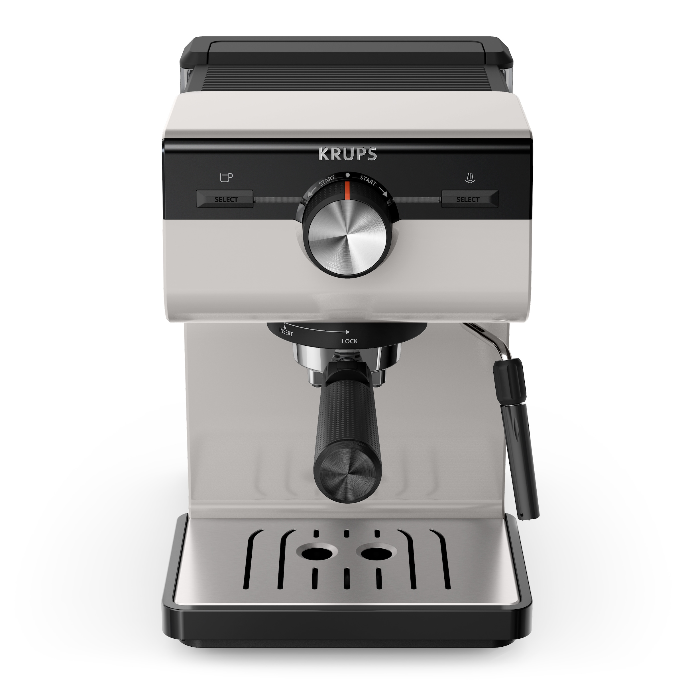Krups Siebträgermaschine »XP381B Authentic, Siebtäger«, intuitives Bedienfeld, Milch-Aufschäumdüse, 2 Siebeinsätze