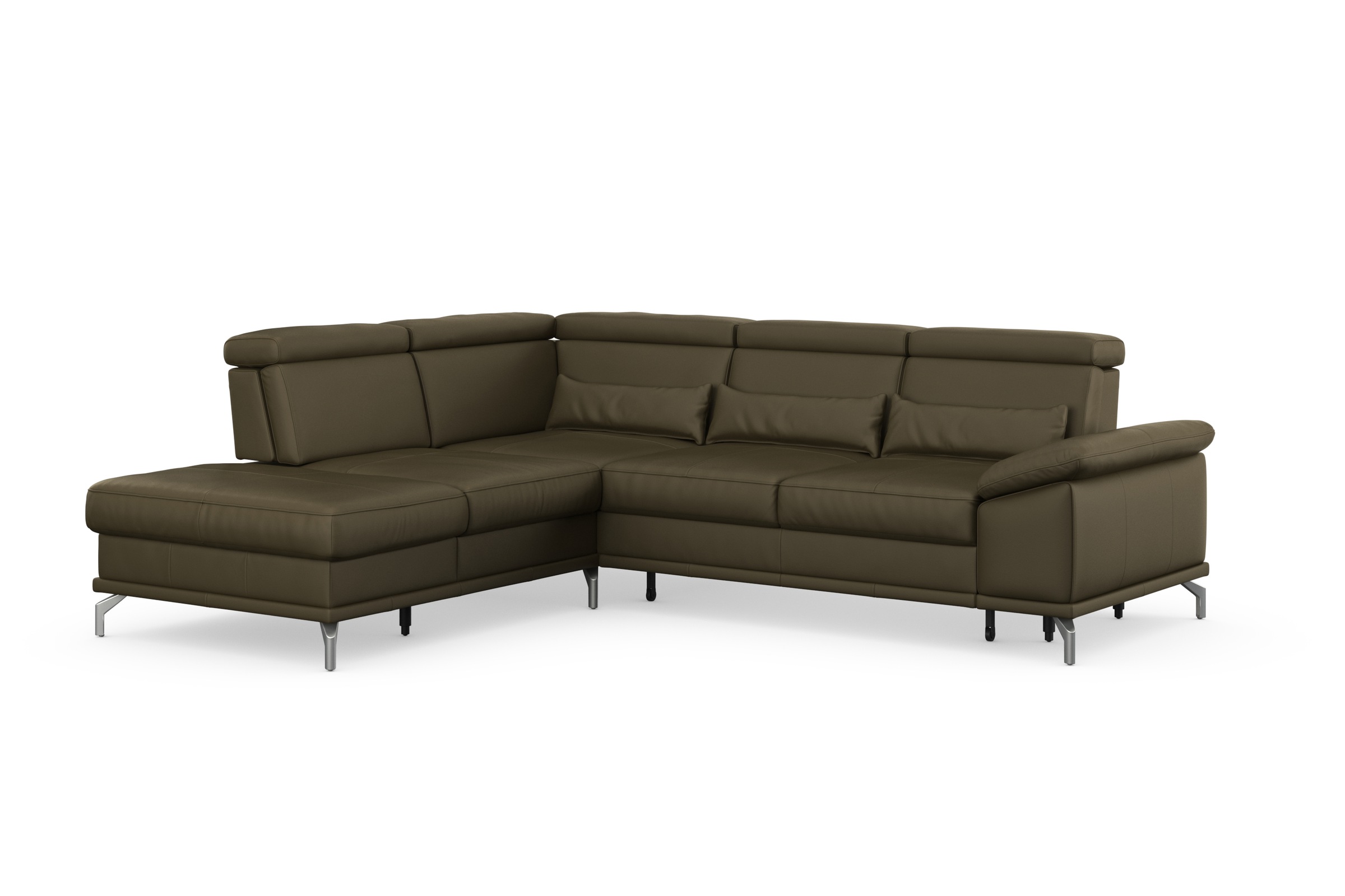 sit&more Ecksofa »Cabrio L-Form, B: 274 cm, mit Sitztiefen-, Arm- & Kopfteilverstellung«, 3 Nierenkissen, Federkern, optional Bettfunktion und Stauraum
