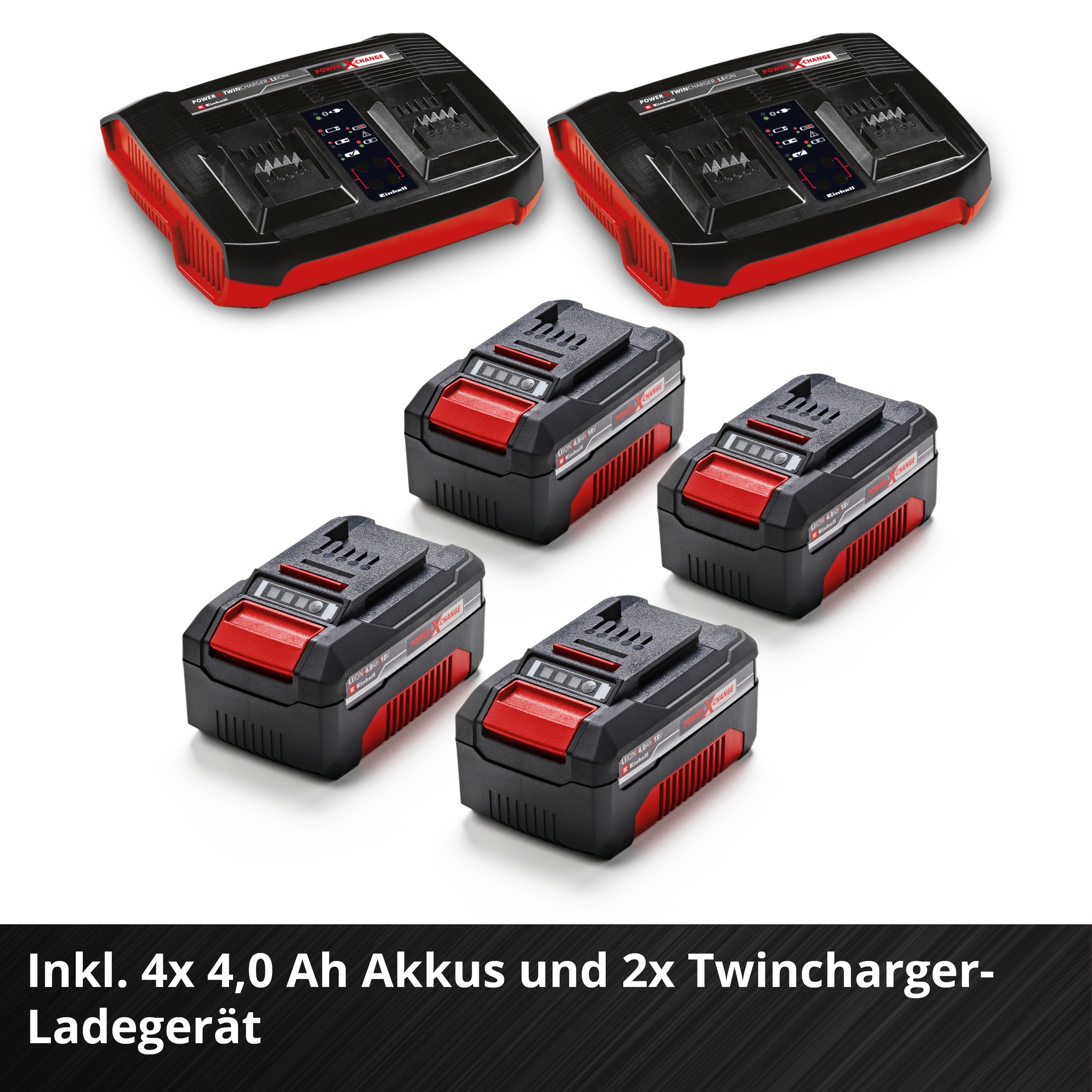 Einhell Akkurasenmäher »GP-CM 36/47 S Li BL (4x4,0Ah)« 4 x 4 Ah Akku und 2 Twincharger