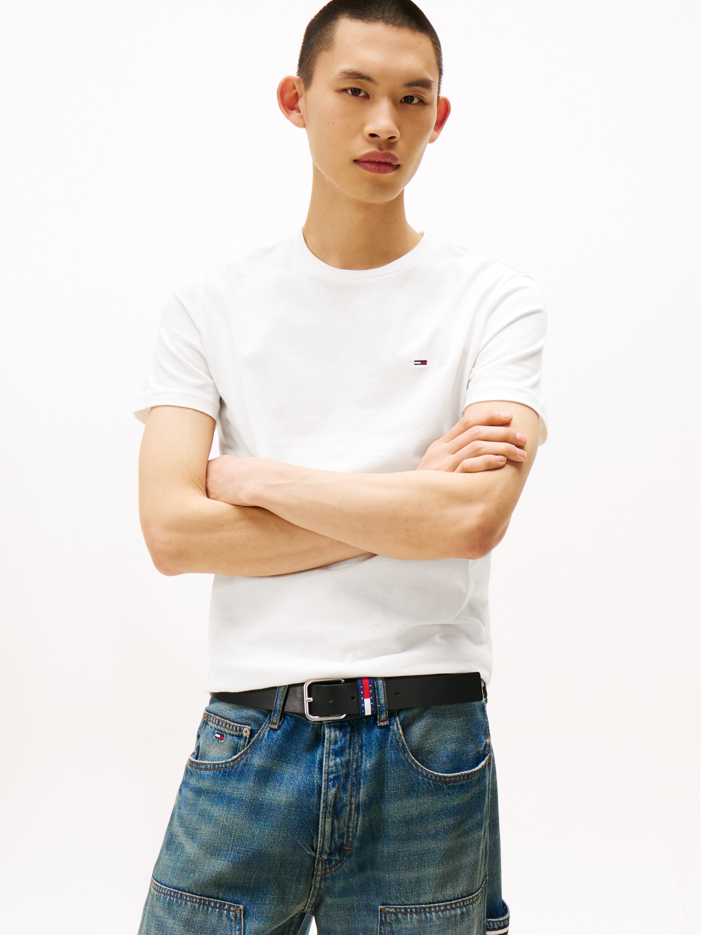 Tommy Jeans Rundhalsshirt »TJM XSLIM 2PACK JERSEY TEE EXT« Packung, 2er-Pack,  Logostickerei, 2Pack