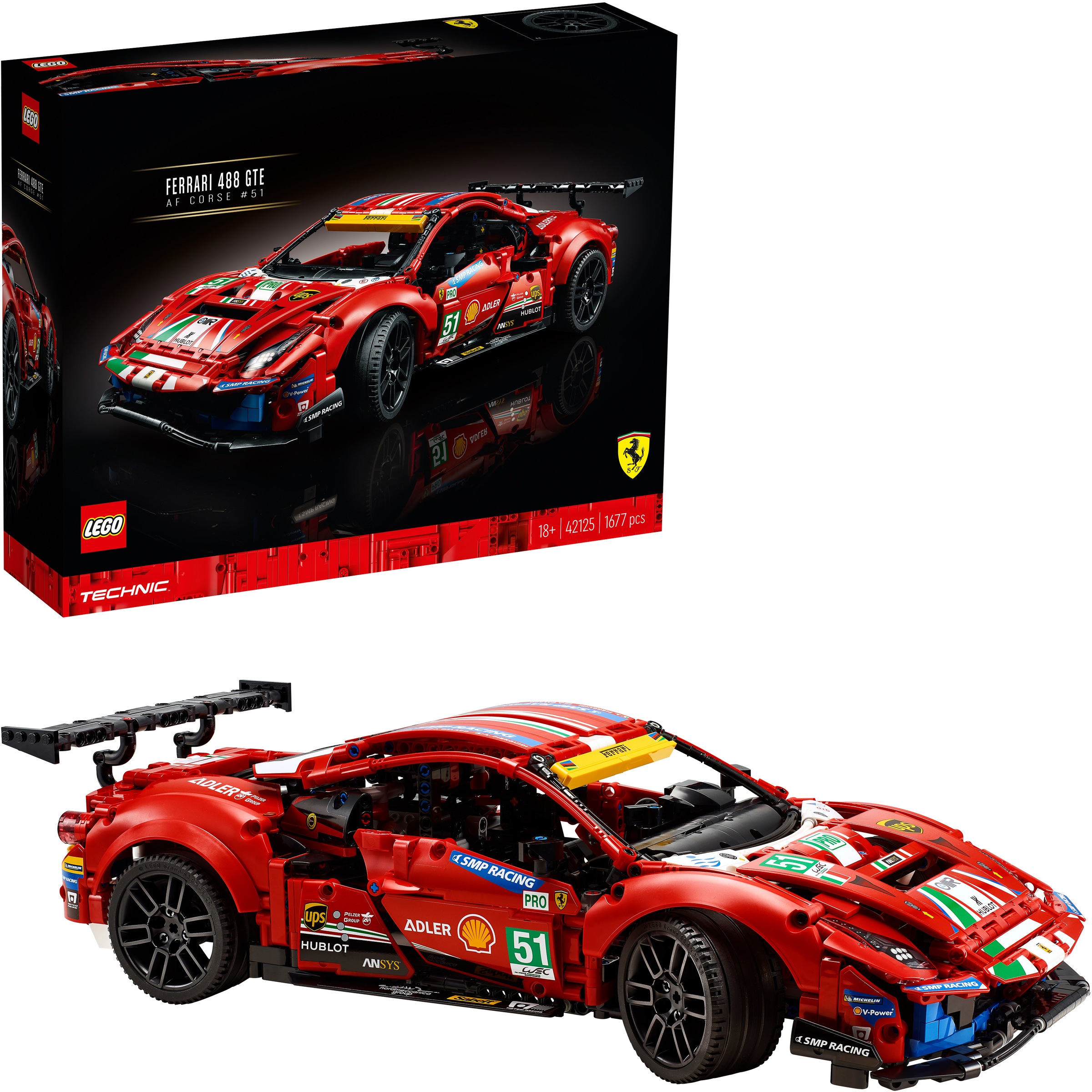 LEGO® Konstruktionsspielsteine »Ferrari 488 GTE “AF Corse #51” (42125), LEGO® Technic«, (1677 St.), Made in Europe