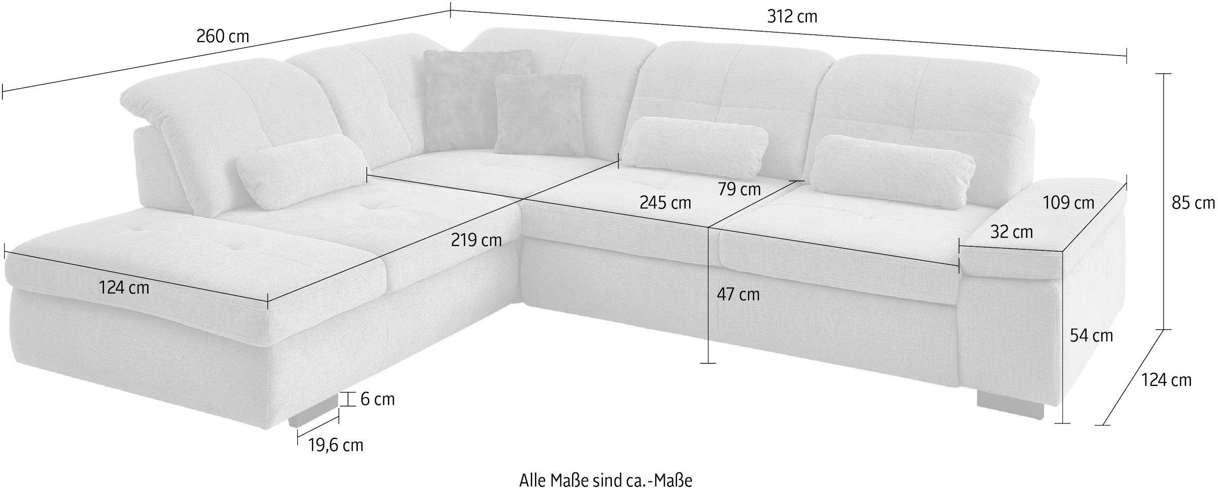 Die PlanBar Ecksofa »MP-IN16012 L-Form Kaltschaum-Polsterung«, inkl. Sitztiefenverstellung, optional mit Funktionen