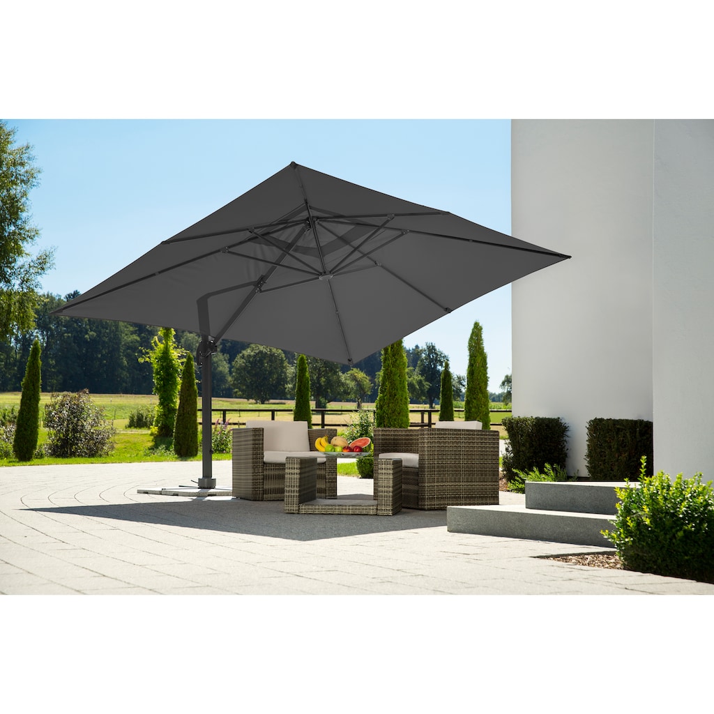 Schneider Schirme Ampelschirm »Rhodos Grande«, mit Schutzhülle und Schirmständer, ohne Wegeplatten