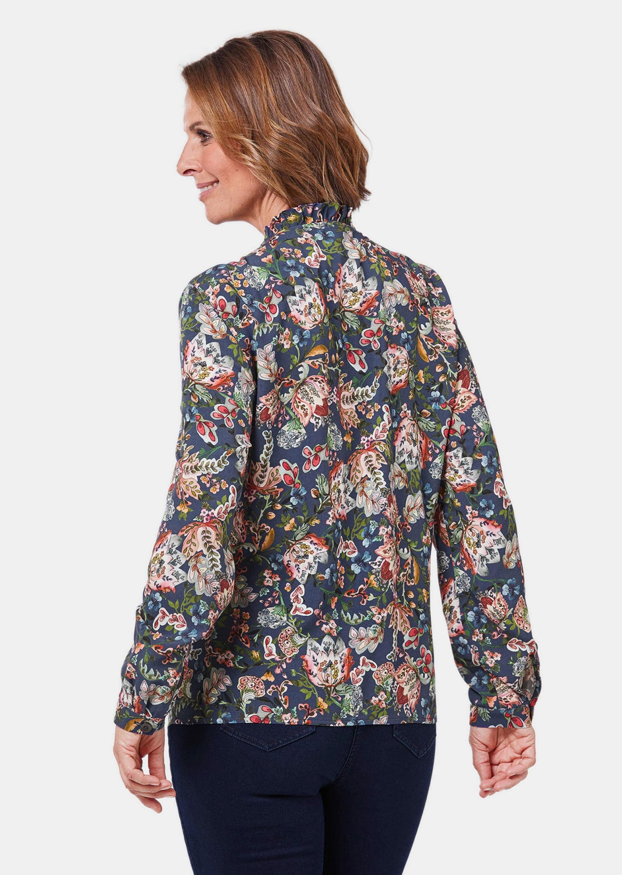 GOLDNER Druckbluse »Druckbluse mit raffinierter Ausschnittlösung«