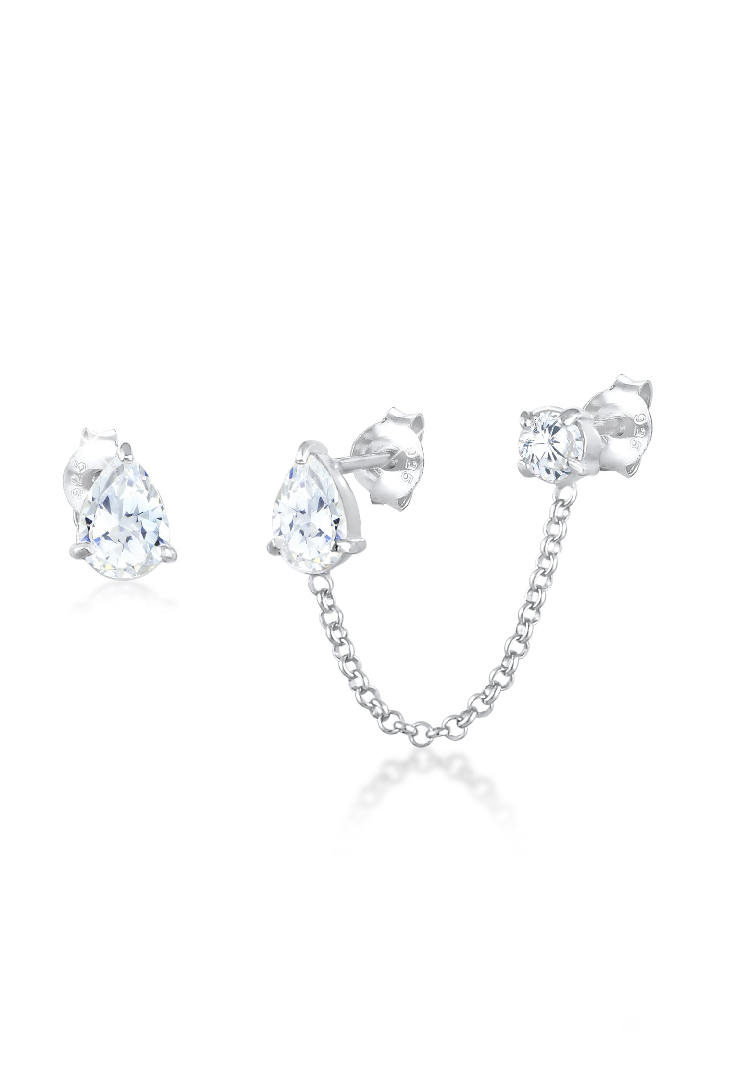 Elli Paar Ohrhänger »Ohrringe Zirkonia Tropfen Doppel Stecker 925 Silber«