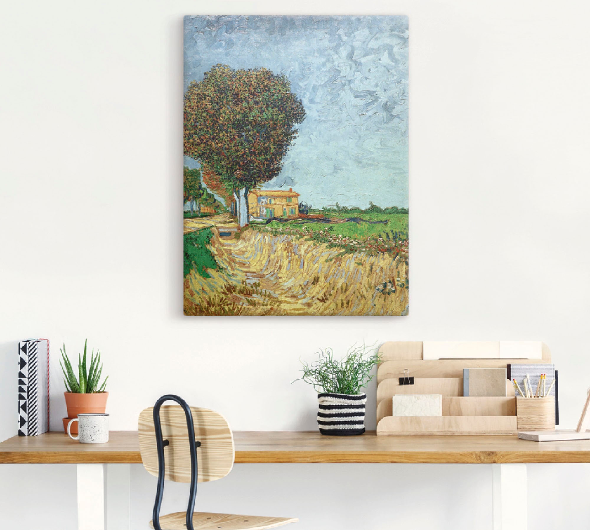 Artland Wandbild »Allee bei Arles mit Häusern«, Felder, (1 St.), als Leinwandbild, Wandaufkleber oder Poster in versch. Größen