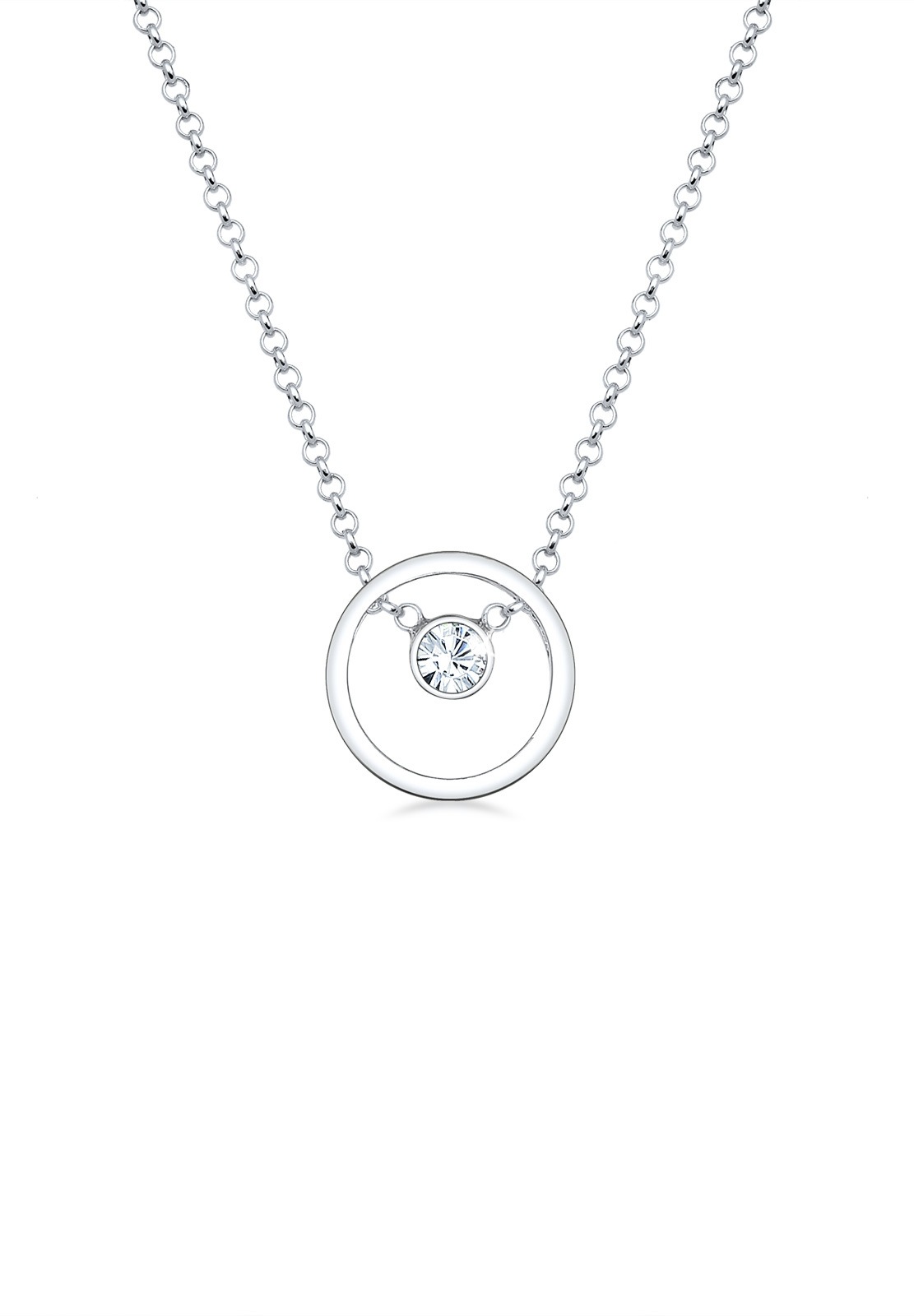 Elli Collierkettchen »Femme Cercle avec Cristal en Argent Sterling 925«