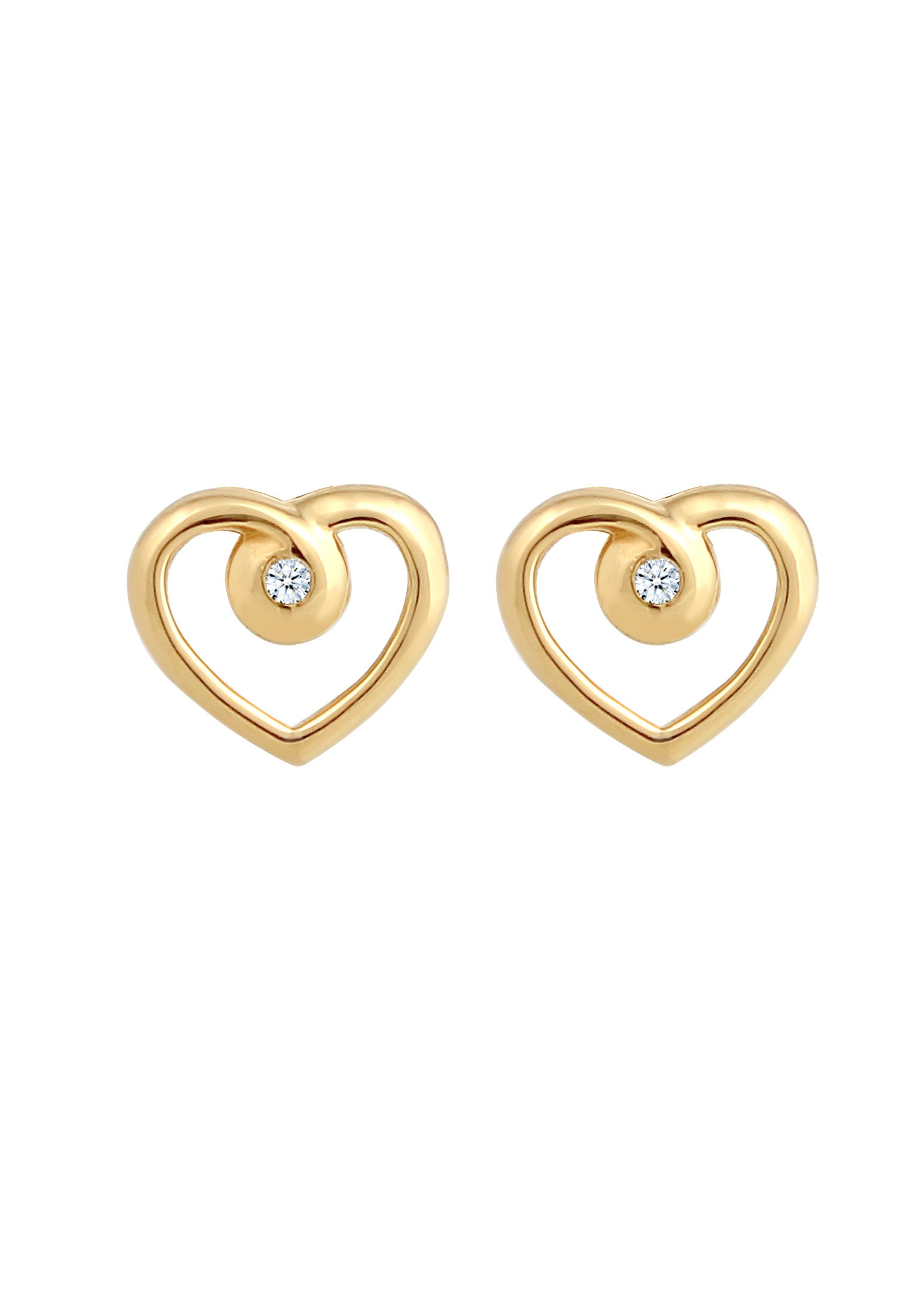 Elli DIAMONDS Paar Ohrstecker »Ohrringe Herz Liebe Diamant (0.03 ct.) 585 Gelbgold«