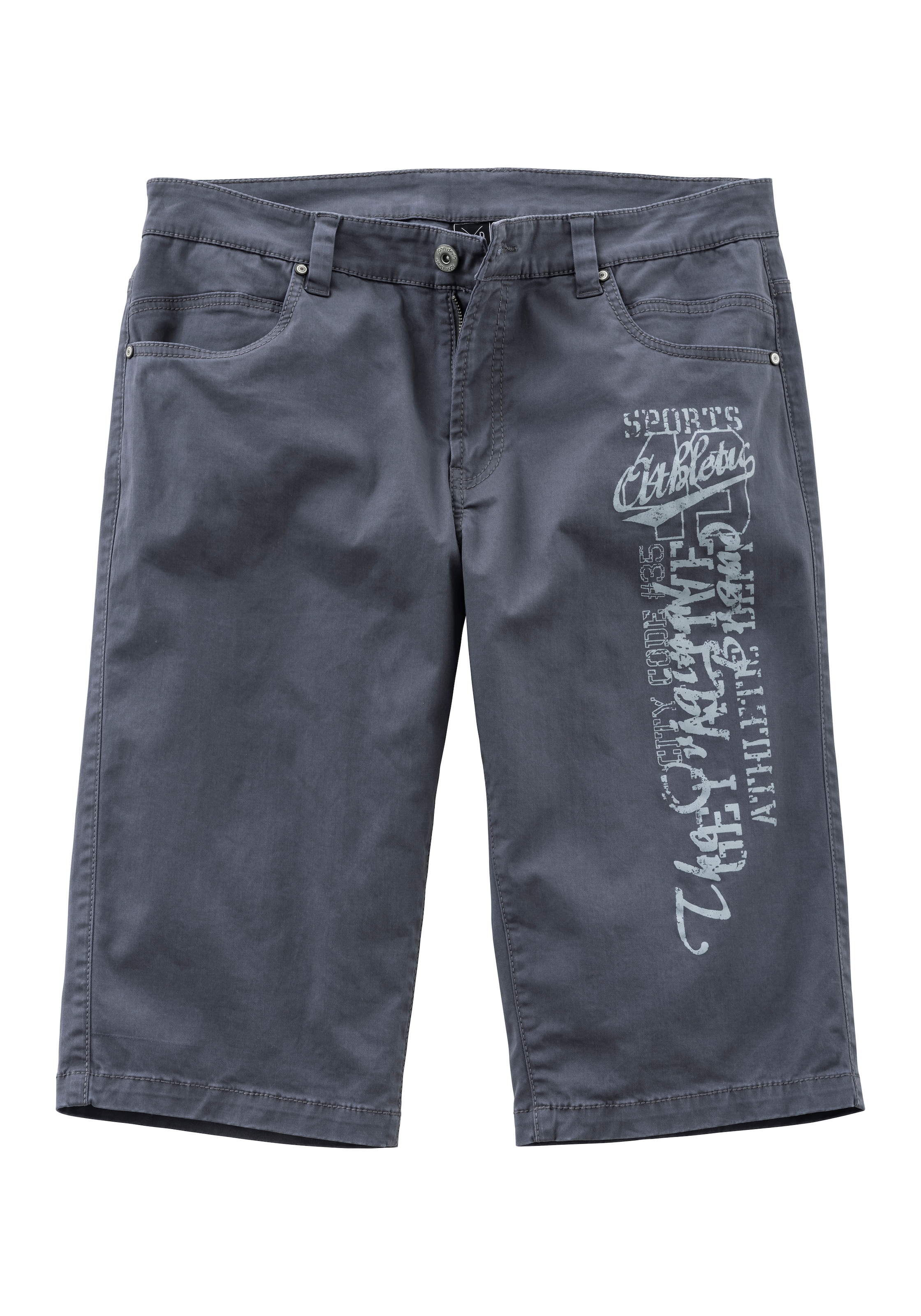 John Devin Bermudas »aus elastischer Baumwollmischung«, mit großem Druck auf dem Bein, 3/4 Shorts