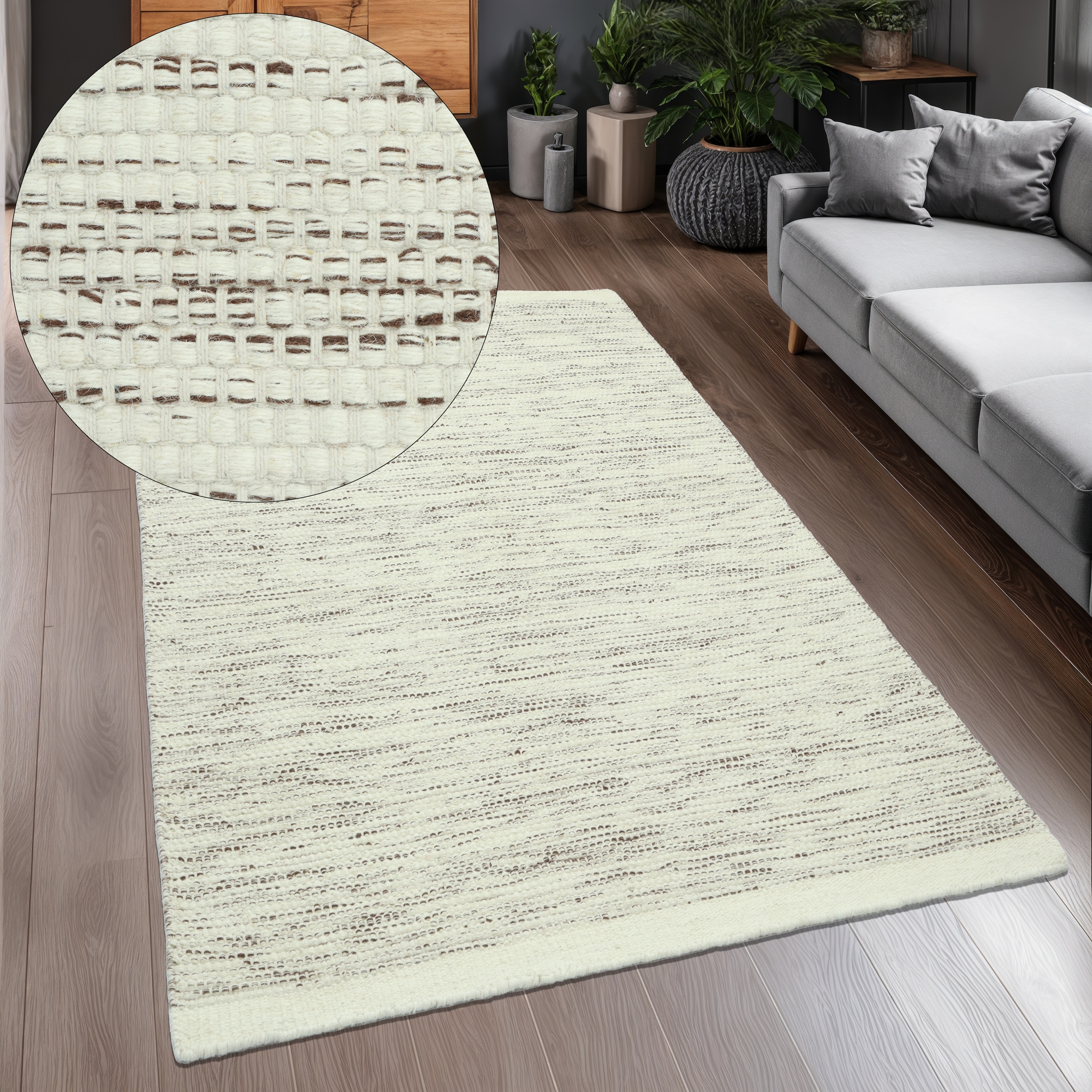 OTTO home Teppich »Lirra, mit hohem Wollanteil, Wolle-Baumwoll-Mix« rechteckig 6 mm Höhe zeitloses Design, Webstruktur, Wohnzimmer, Schlafzimmer, Esszimmer