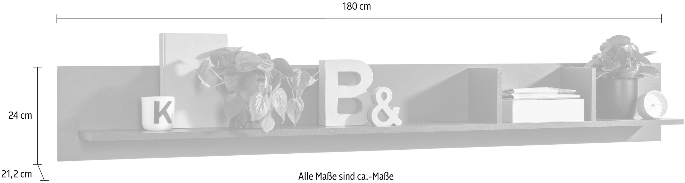 set one by Musterring Wandregal »TACOMA«, Typ 42, mit 2 vertikalen Trennwänden, Breite 180 cm