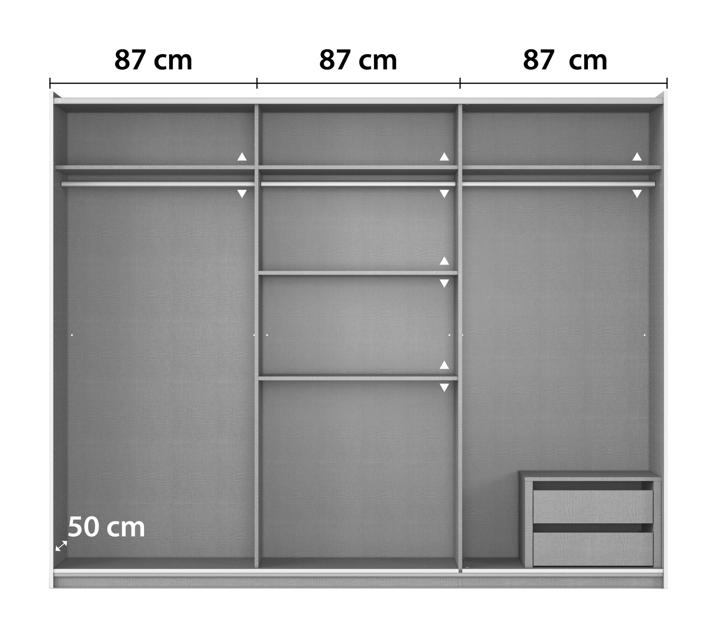 rauch Schwebetürenschrank »AURELIO Kleiderschrank Garderobe TOPSELLER«, 3 verschiedene Ausstattungsvarianten Griffe aus Metall MADE IN GERMANY