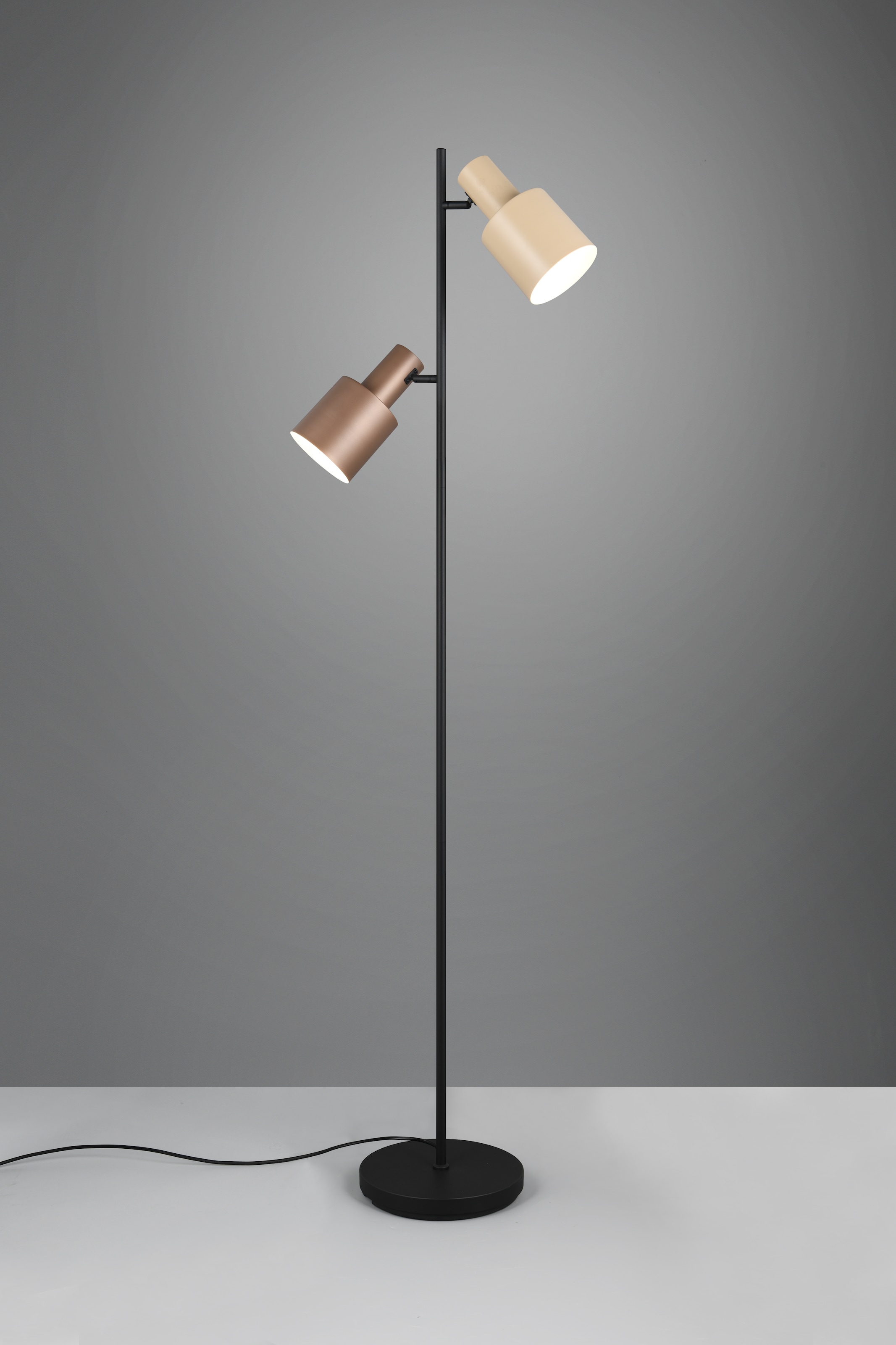 TRIO Leuchten Stehlampe »AGUDO, Stehleuchte 2-flammig, exkl 2xE27 max 10W, mit Fußschalter« E27 1 Stk. warmweiß - kaltweiß 161cm hoch, Metall Lampenschirme, Stehlampe Wohnzimmer Esszimmer