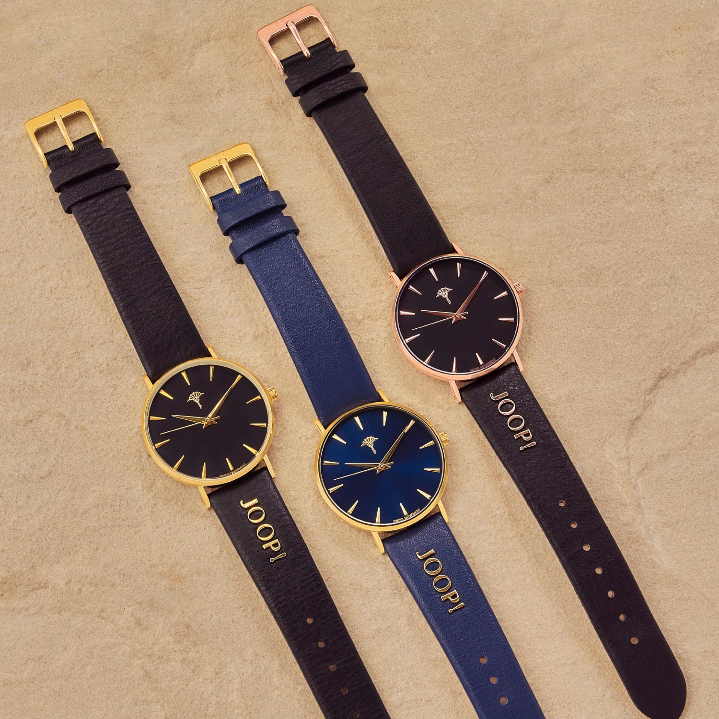 JOOP! Quarzuhr, Armbanduhr, Damenuhr, analog, Lederarmband