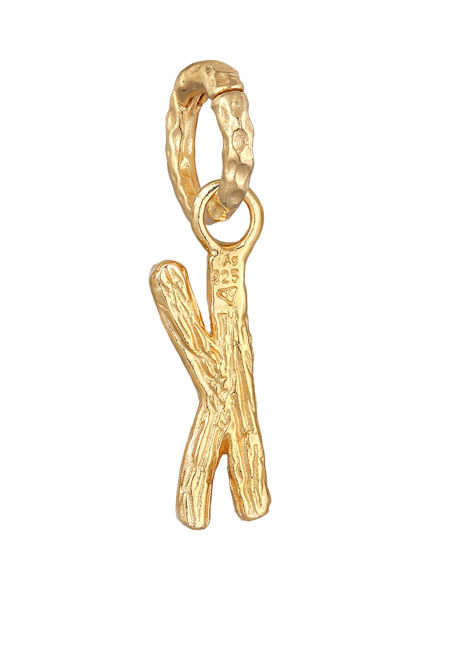Elli Medallionanhänger »Anhänger Buchstabe K Organic Look 925 Silber vergoldet«