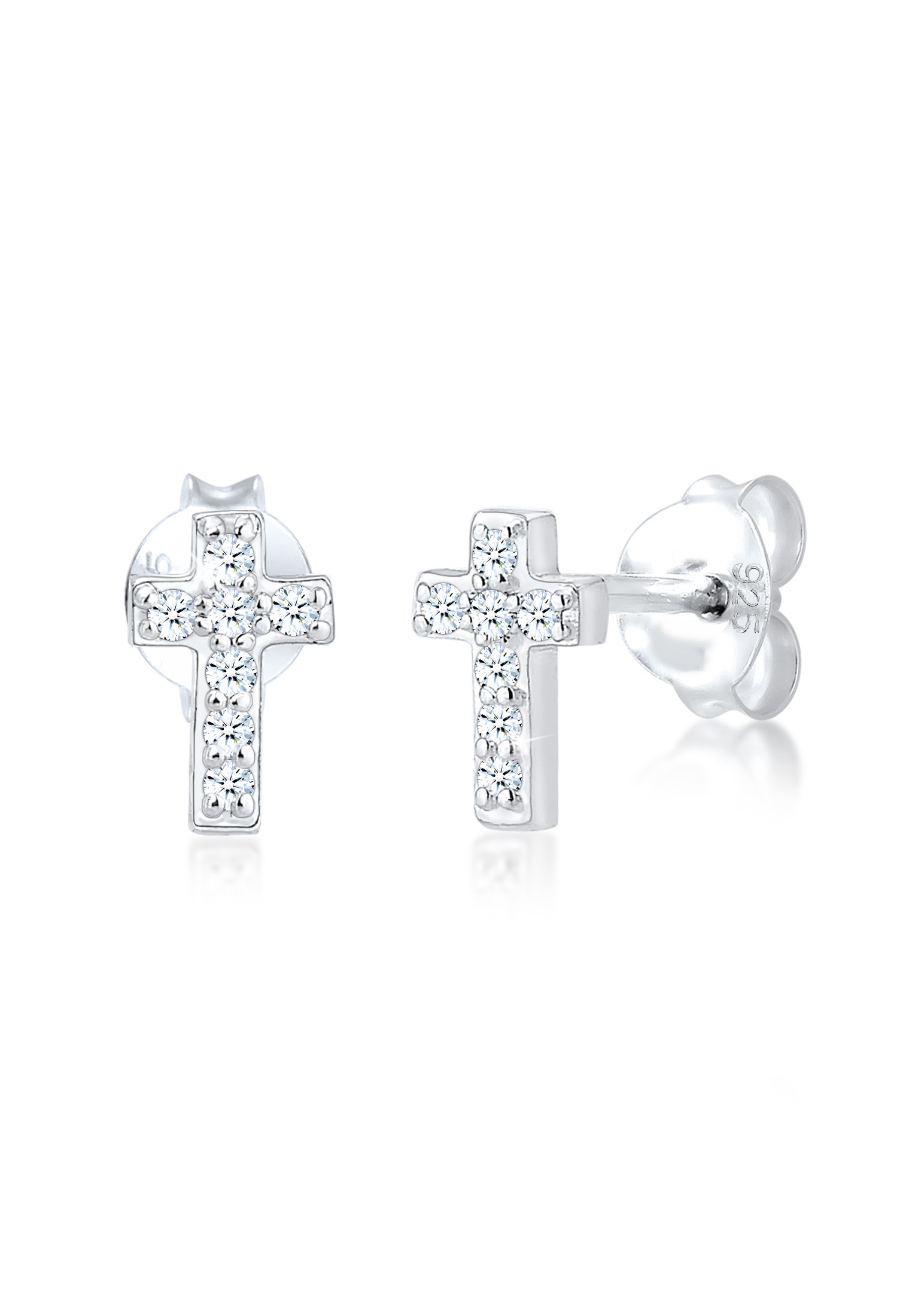 Diamore Paar Ohrstecker »Stecker Kreuz Glaube Diamant (0.07 ct.) 925 Silber«