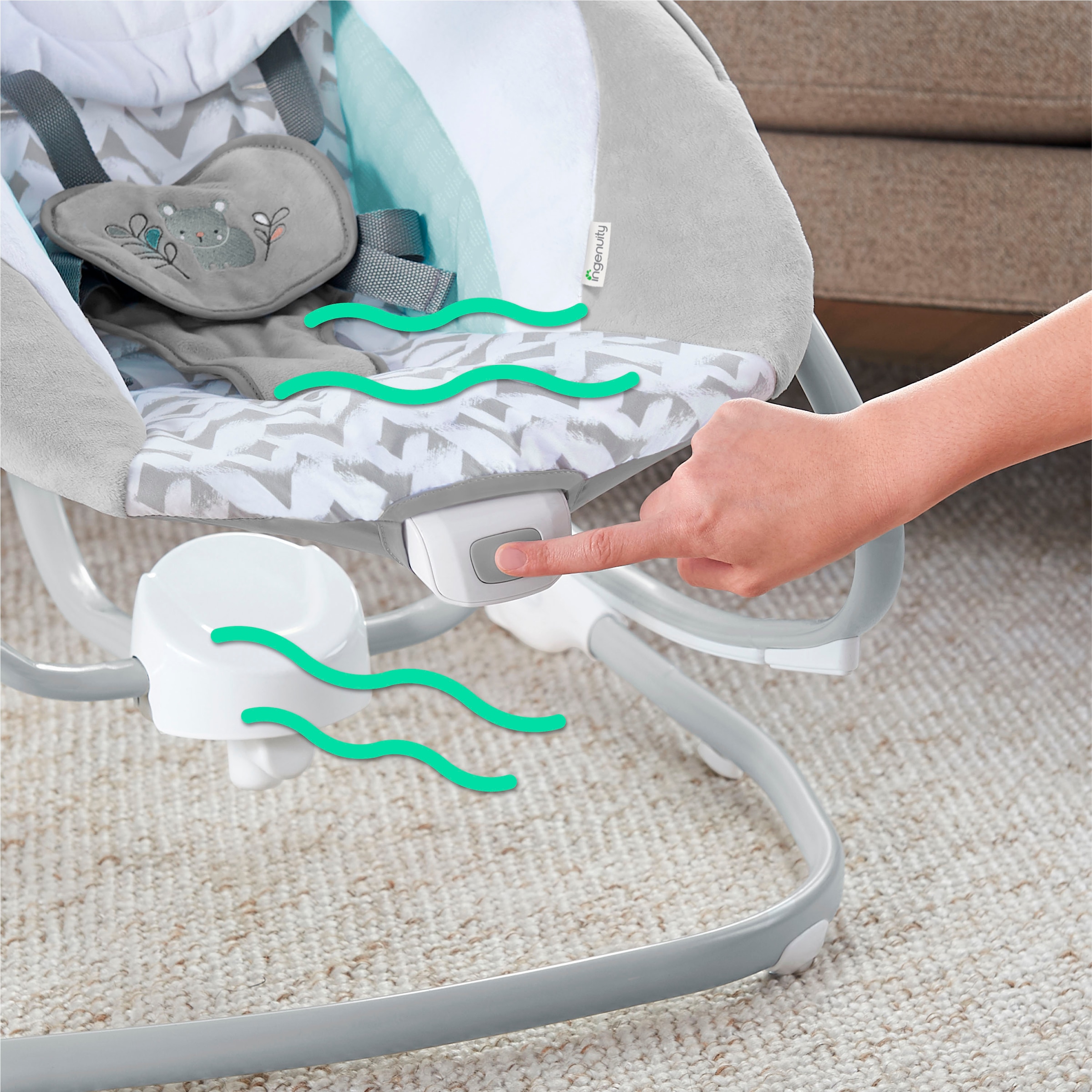 ingenuity Babywippe »SimpleComfort Compact Soothing Swing & Rocker - Raylan« mit Sound-Effekt