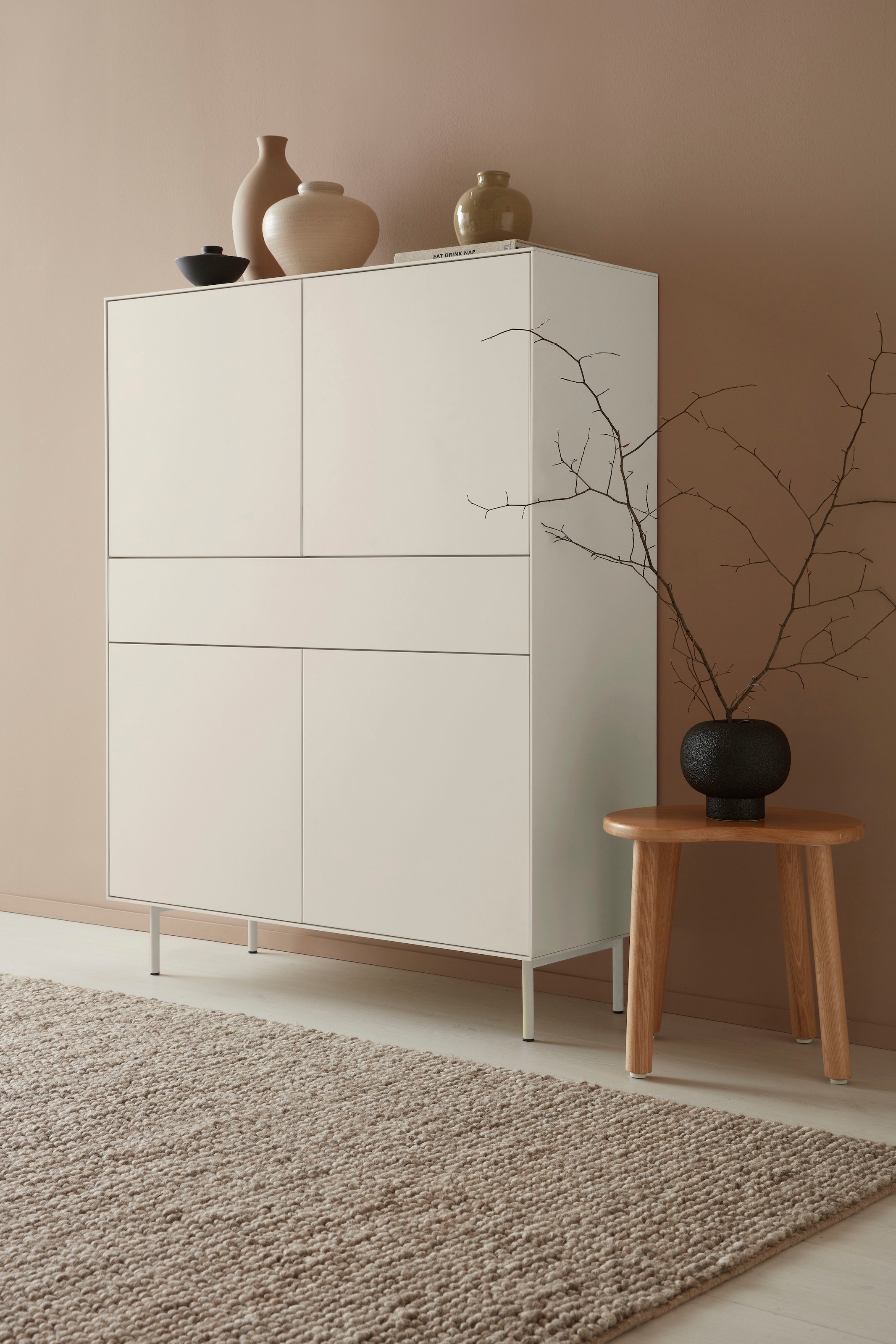 LeGer Home by Lena Gercke Highboard »Essentials«, Höhe: 144cm, MDF lackiert, Push-to-open-Funktion