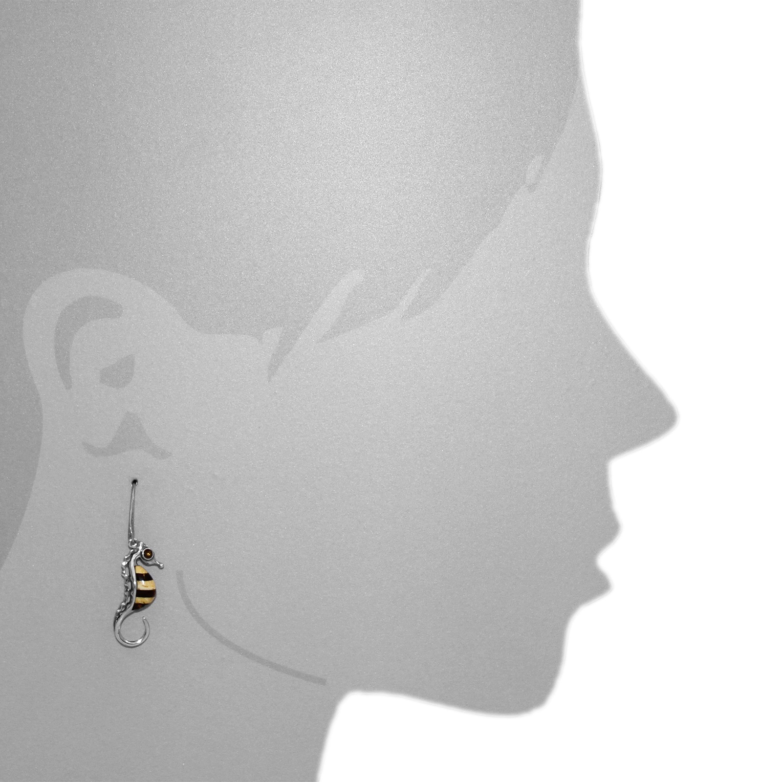 OSTSEE-SCHMUCK Paar Ohrhänger »- Seepferdchen - Silber 925/000 - Bernstein«