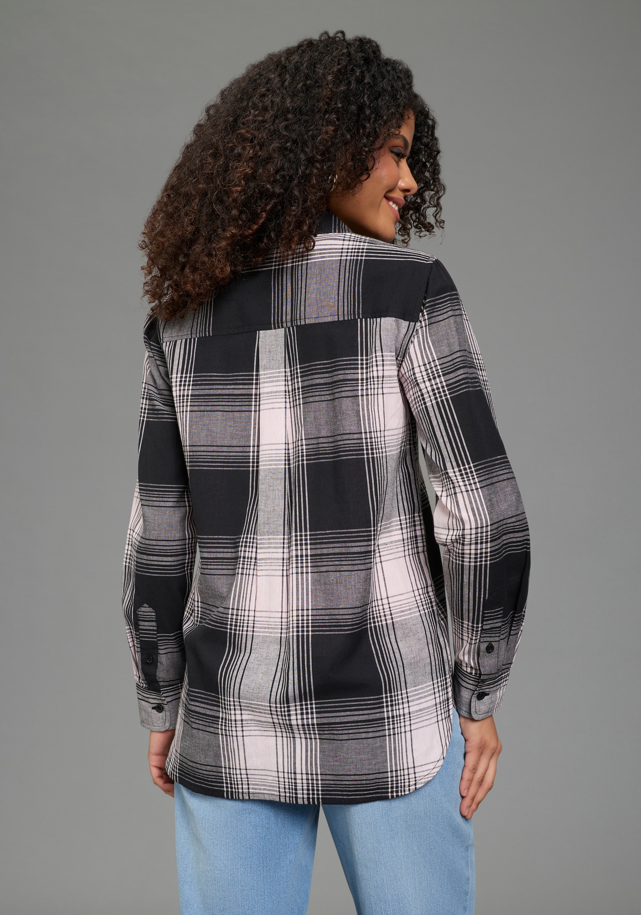 Laura Scott Karobluse klassische Bluse, kariertes Muster, aus leichter Web-Baumwolle