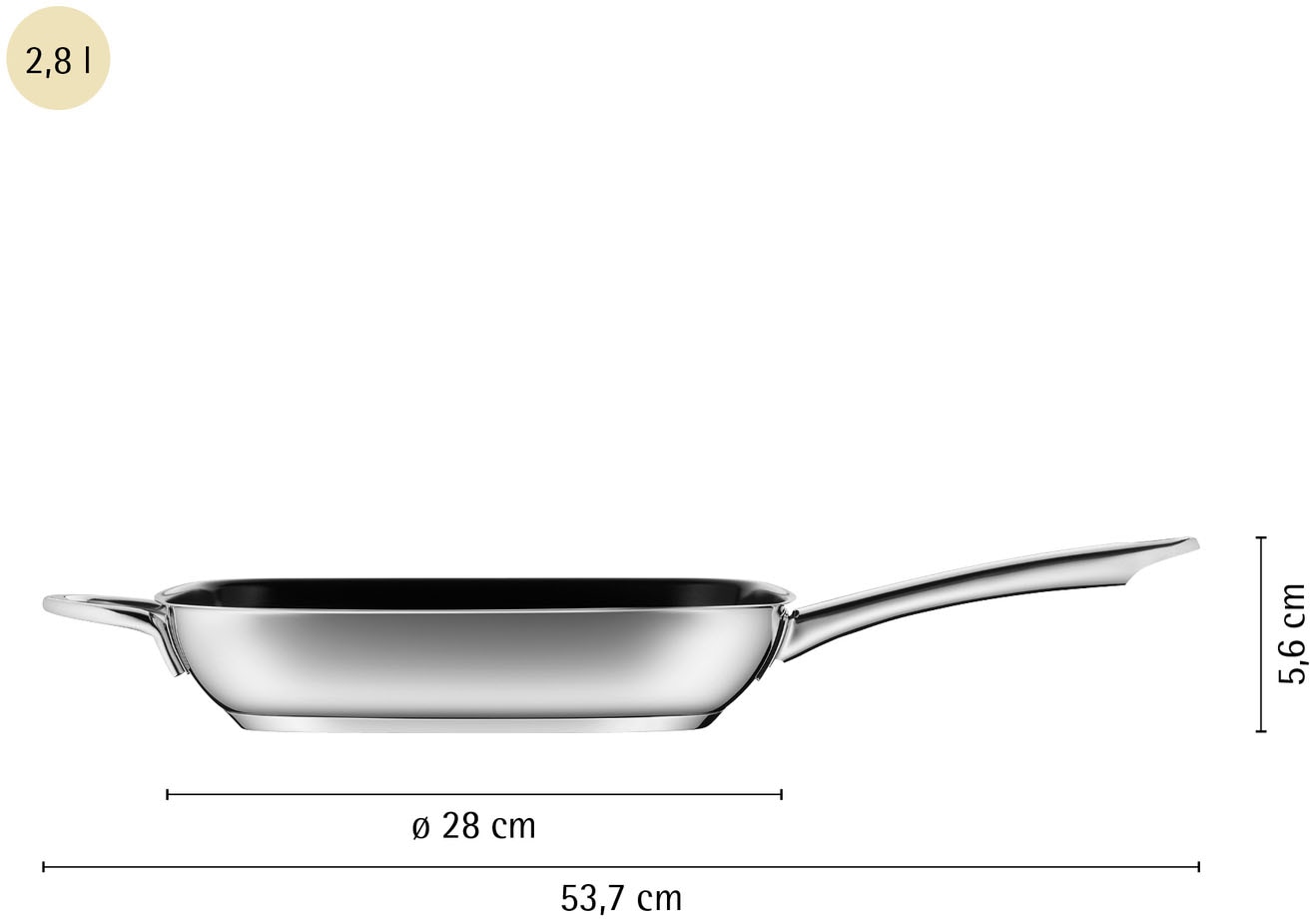 WMF Grillpfanne »Durado, 28 x 28 cm, Steakpfanne Induktion, Antihaftversiegelung« Cromargan® Edelstahl Rostfrei 18/10 geriffelter Boden, für alle Herdarten geeignet, backofenfest