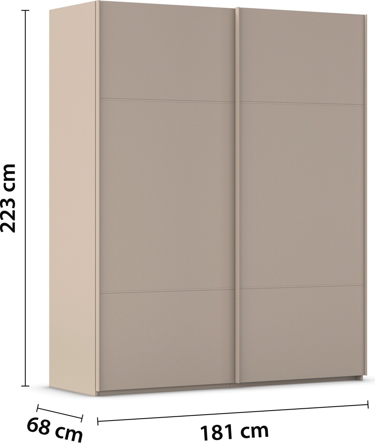 rauch Schwebetürenschrank »Kleiderschrank Schrank Garderobe Schlafzimmerschrank SCALE-TRIO«, edle dreigeteilte Front, 2 Zierleisten in Griff-Farbe MADE IN GERMANY