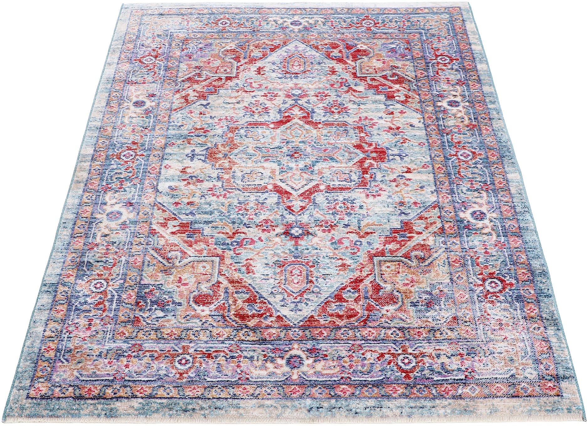 carpetfine Teppich »Phoenix«, rechteckig, 6 mm Höhe, Vintage Orient Look, mit Fransen, Wohnzimmer