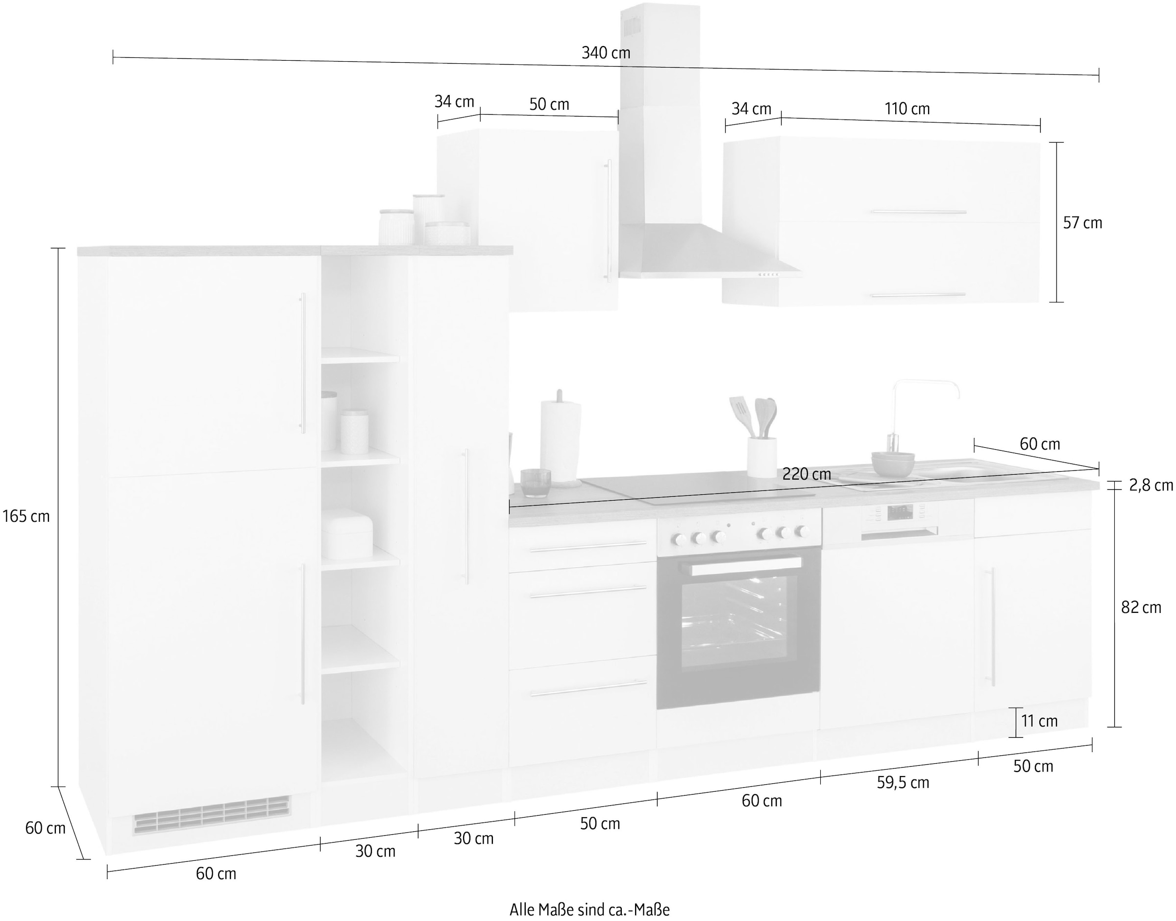 HELD MÖBEL Küchenzeile »Samos«, ohne E-Geräte, Breite 340 cm kaufen im OTTO  Online Shop