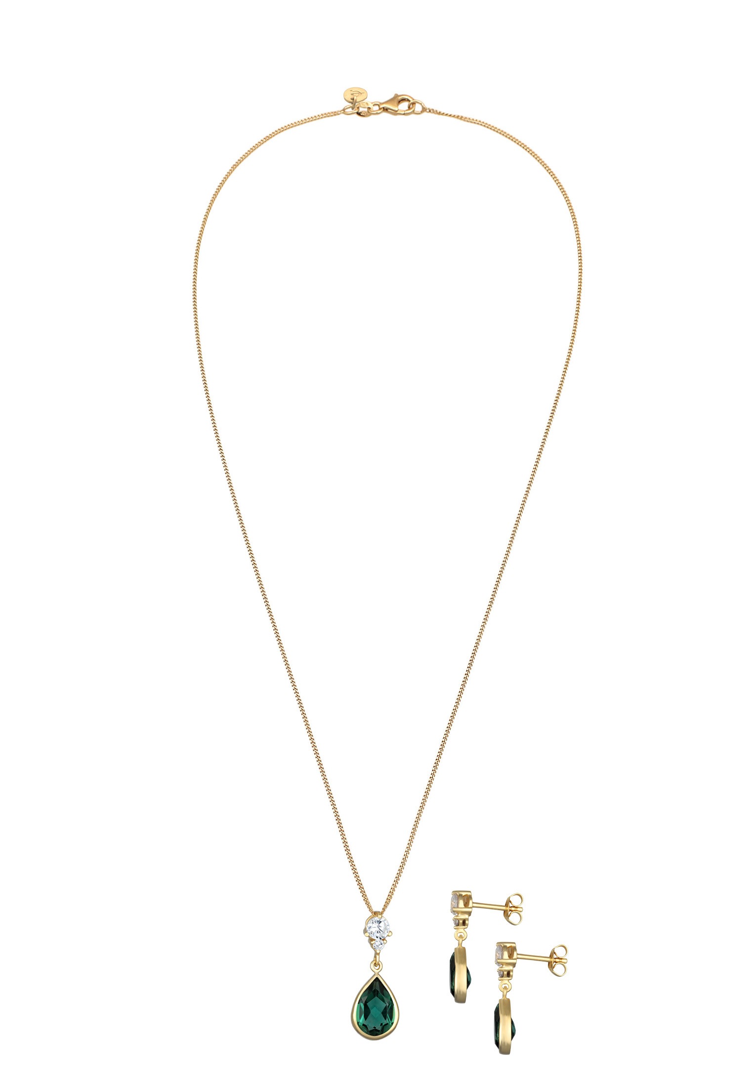 Elli Premium Ohrring und Ketten Set »Schmuckset Tropfen Quarz Kristalle Elegant 925 Silber« ()