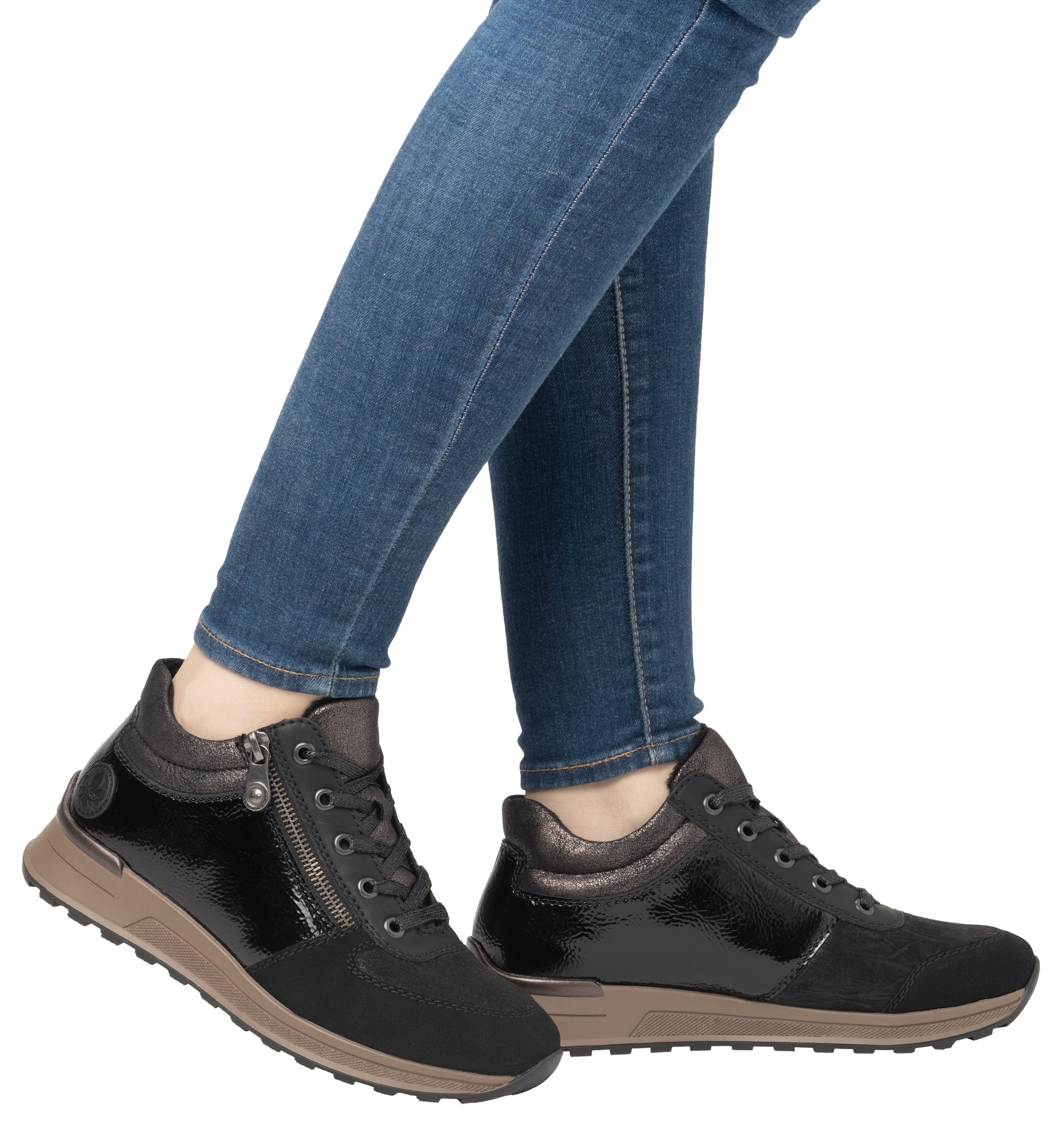 Rieker Sneaker  , Freizeitschuh, Halbschuh, Schnürschuh mit seitlichem Reißverschluss