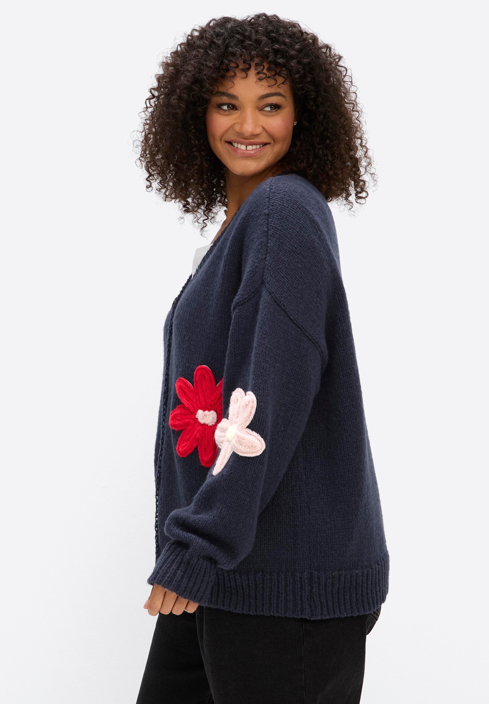 sheego by Joe Browns Strickjacke »Strickjacke Strickjacke mit farbenfrohen Blüten«