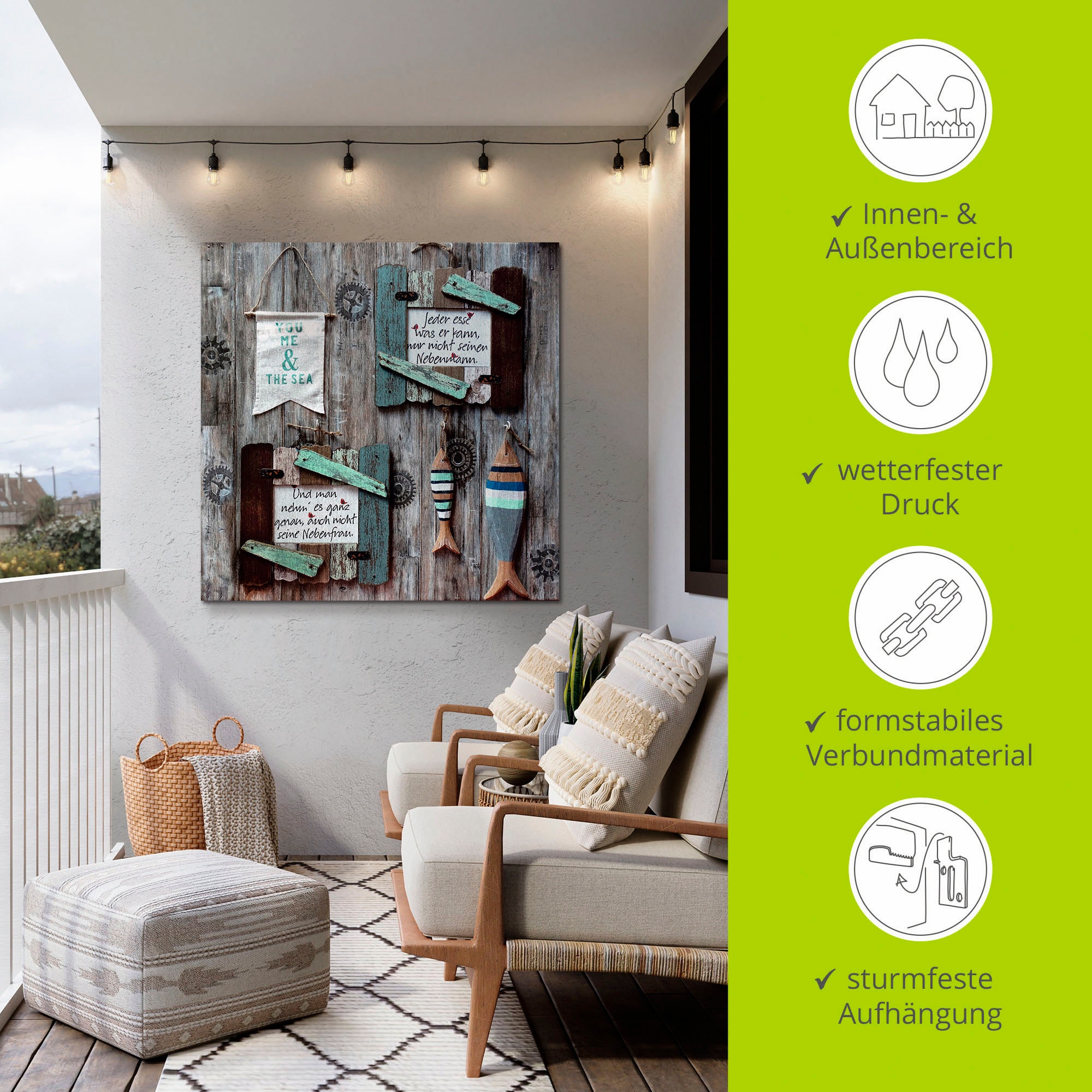 Artland Alu-Dibond-Druck »Du ich und der See« Fisch & Meeresfrüchte 1 Stk. tlg. für Innen- und Außenbereich geeignet, Outdoorbild