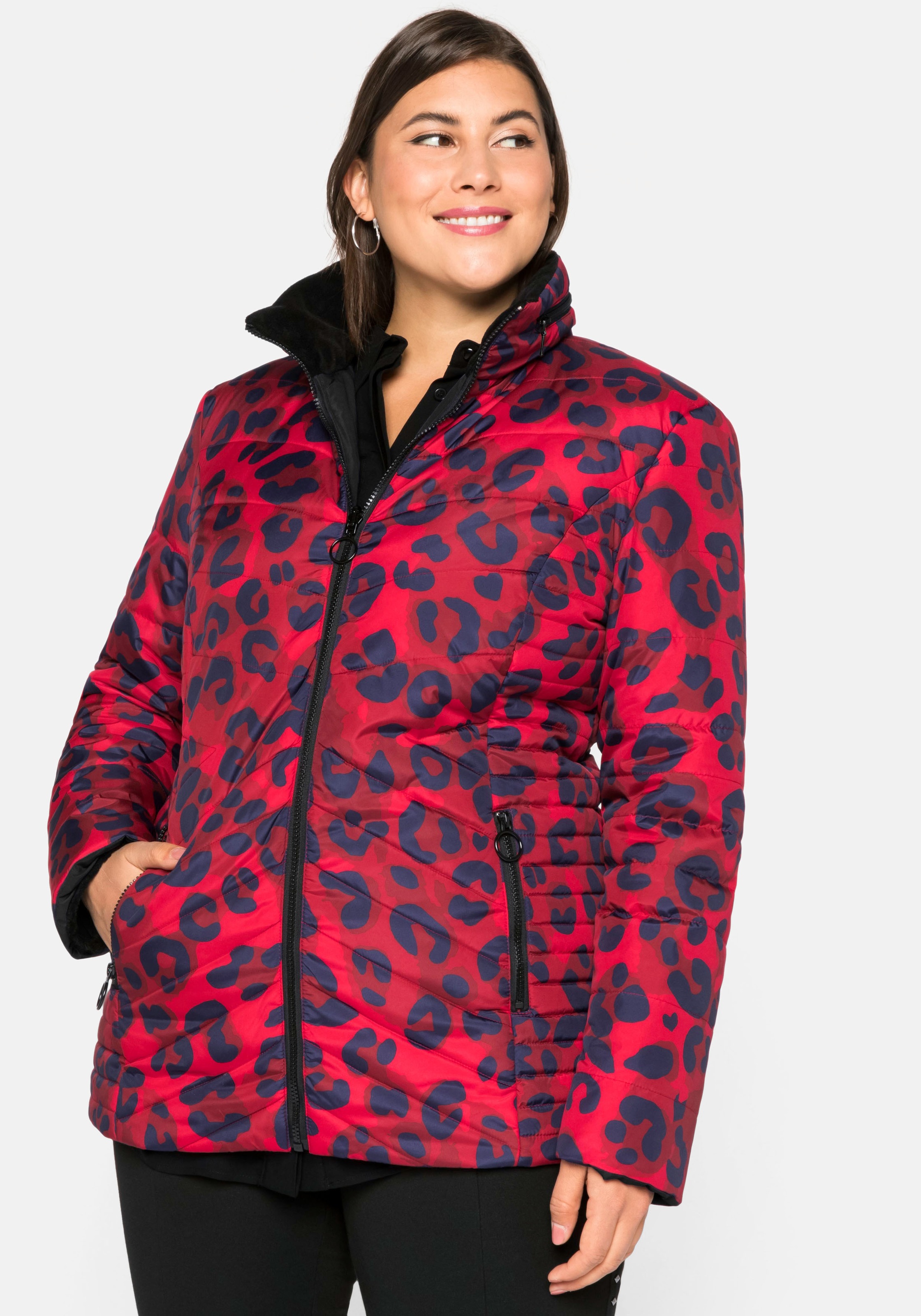 Sheego Outdoorjacke, Wendejacke mit Animaldruck