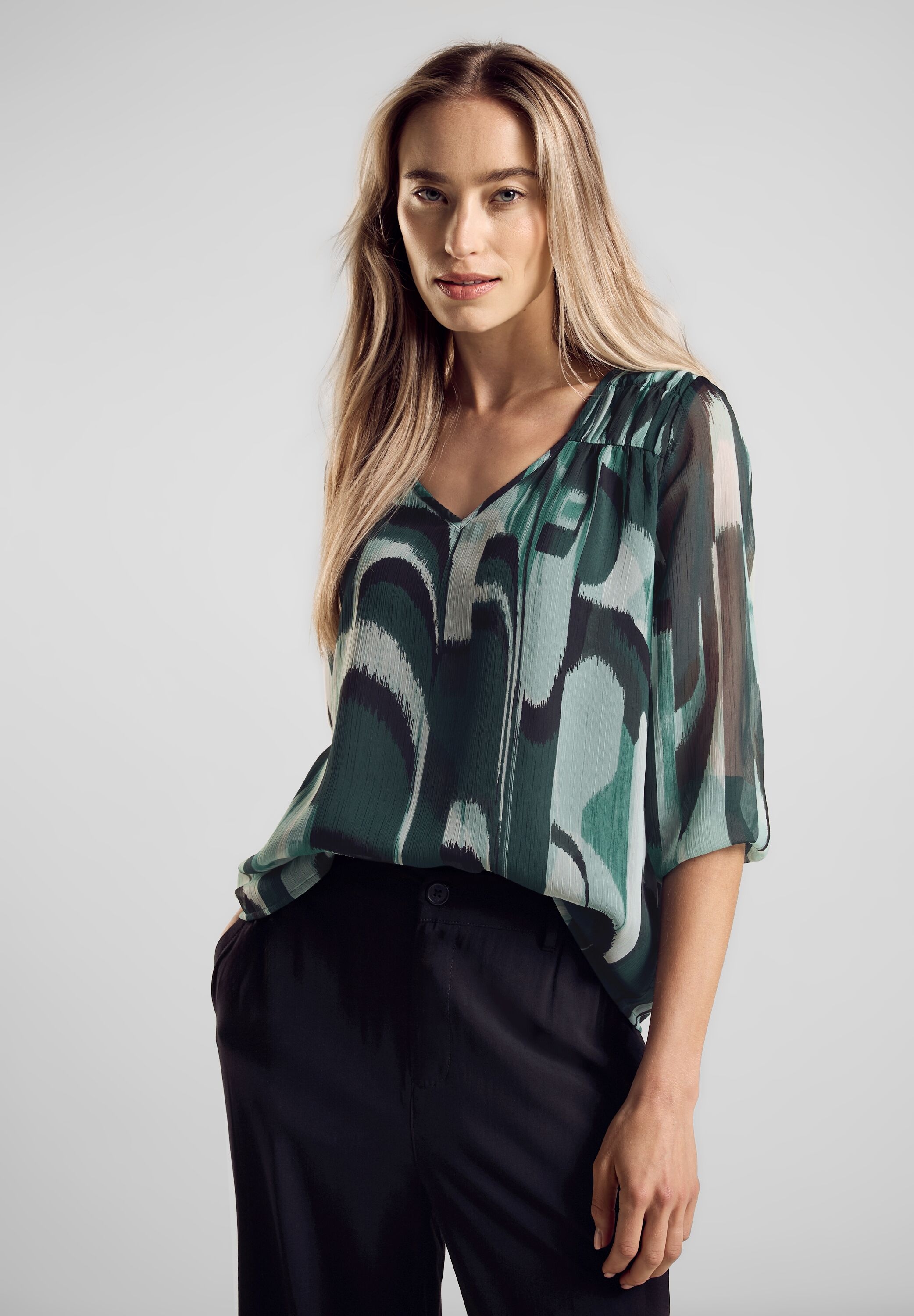 Chiffonbluse, mit All-Over Print