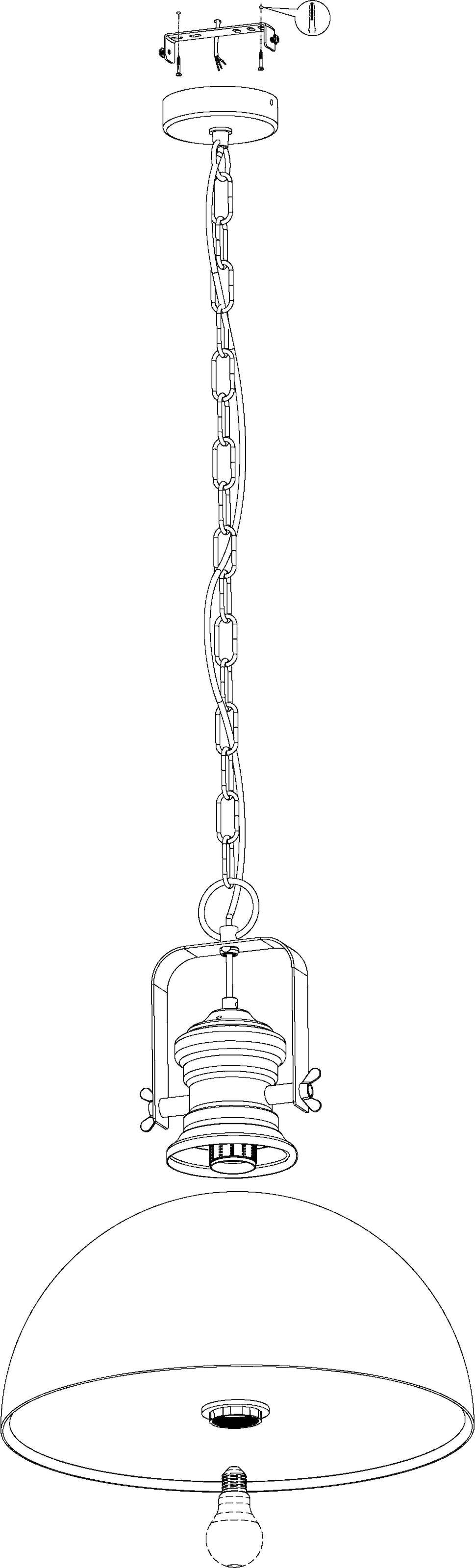 EGLO Pendelleuchte »COMBWICH«, 1 flammig, Leuchtmittel E27 | ohne Leuchtmittel, Hängelampe 53 cm,Hängeleuchte, Esstischlampe, Wohnzimmerlampe, E27