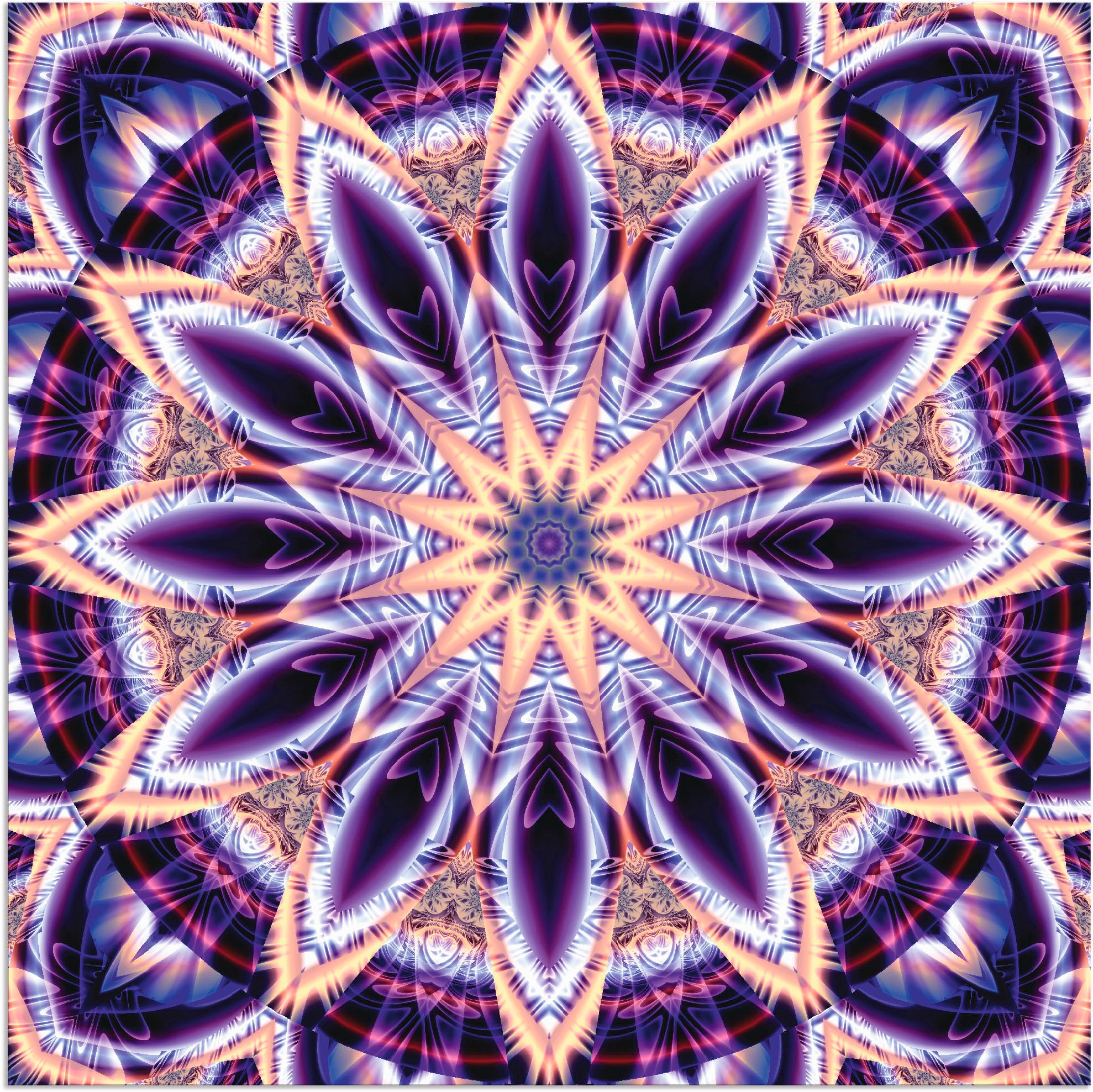 Artland Wandbild »Mandala Stern lila«, Muster, (1 St.), in vielen Größen & Produktarten - Alubild / Outdoorbild für den Außenbereich, Leinwandbild, Poster, Wandaufkleber / Wandtattoo auch für Badezimmer geeignet