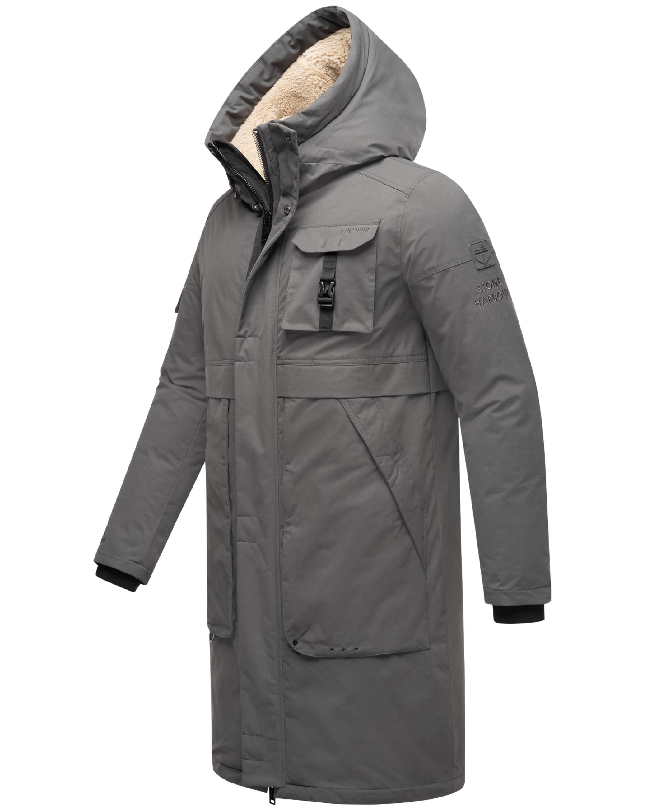 Stone Harbour Wintermantel »Wintermantel Cyriaan XX«, Langer Herren Winterparka mit großen Eingrifftaschen