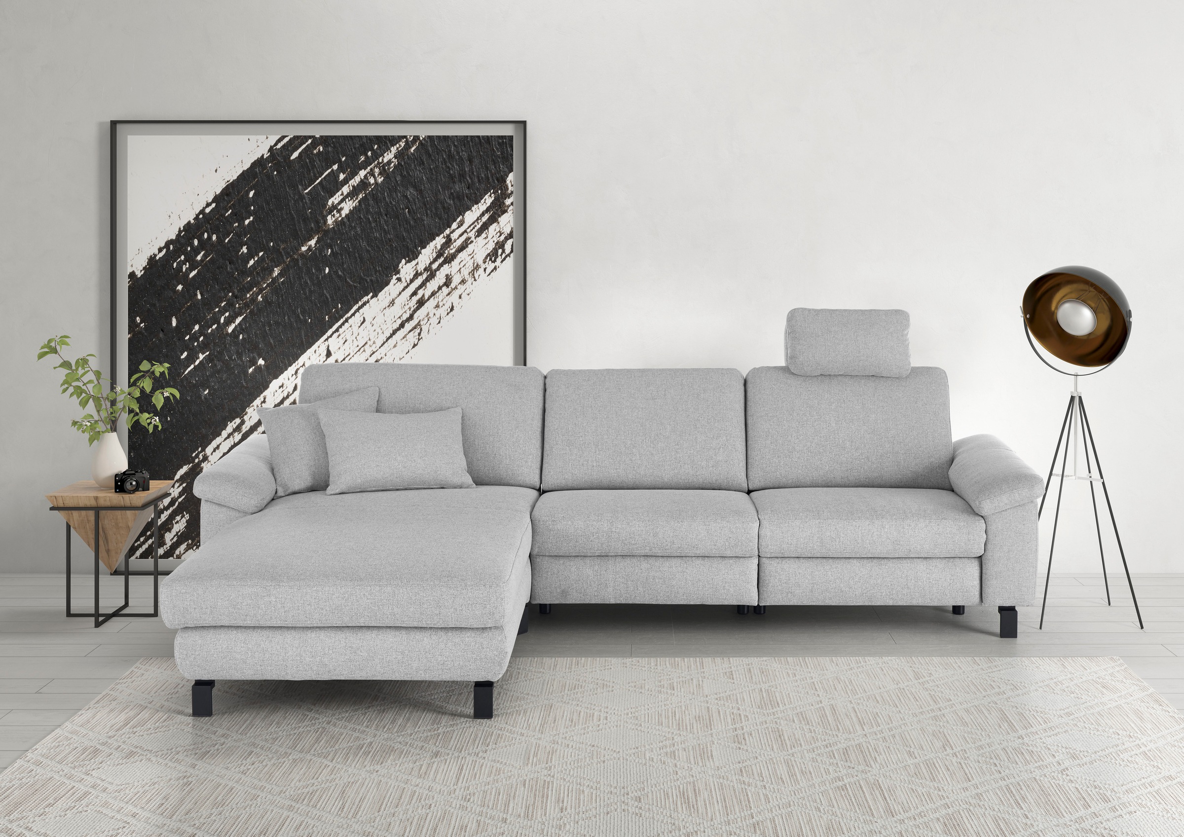 3C Candy Ecksofa »Mainau L-Form«, Relaxfunktion im 1,5-Sitzer, motorische Schlaffunktion in Longchair