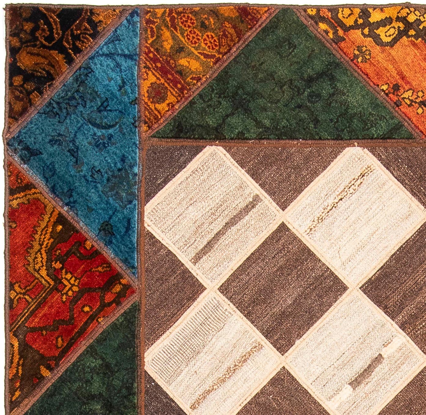 morgenland Teppich »Patchwork - 224 x 164 cm - mehrfarbig«, rechteckig,  Wohnzimmer, Handgeknüpft, Einzelstück mit Zertifikat bei OTTO