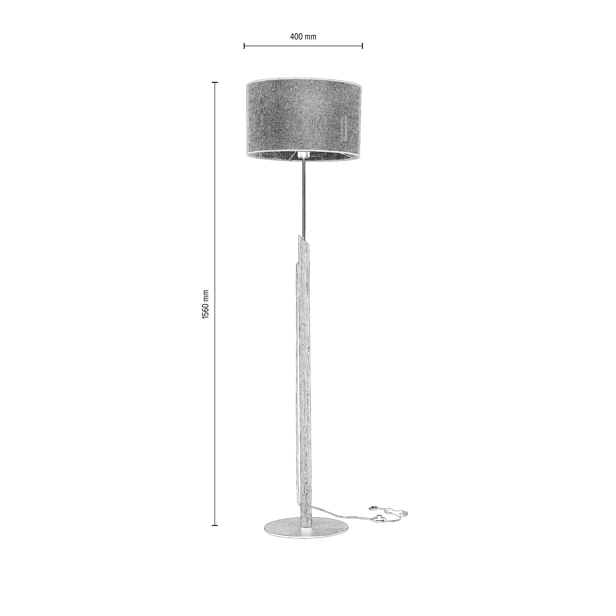 BRITOP LIGHTING Stehlampe »COLETTE«, 1 flammig, Leuchtmittel E27 | ohne Leuchtmittel, Aus edlem Eichenholz und Metall, mit Stoffschirm und Textilkabel