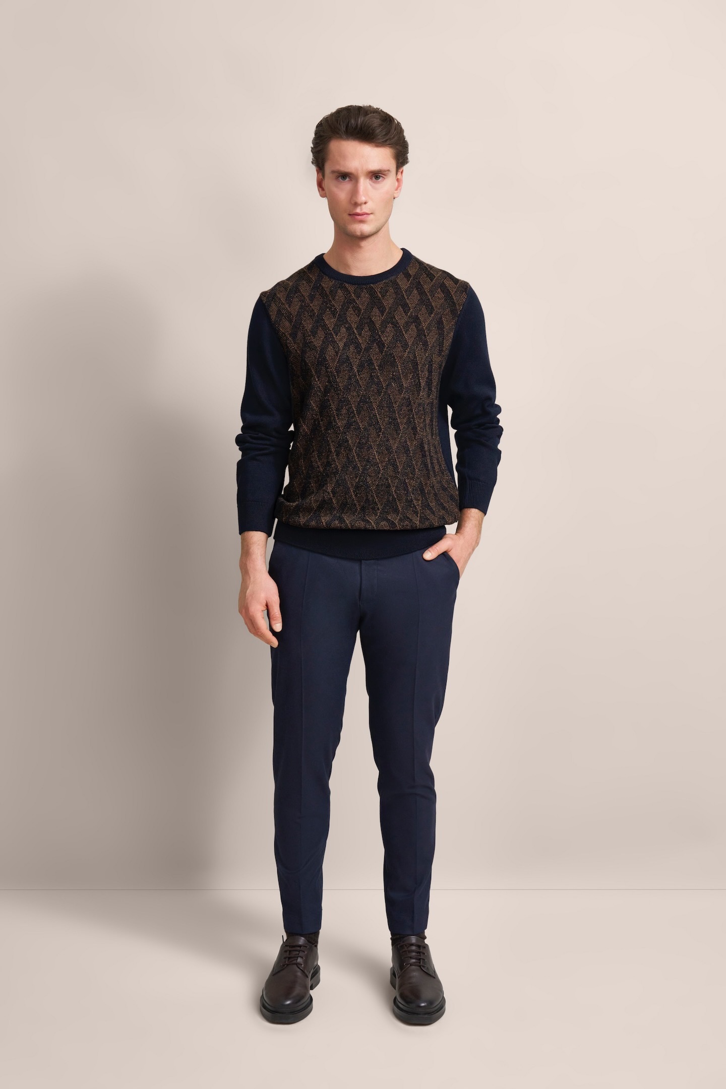 bugatti Strickpullover, mit 2-farbigem Rautenmuster