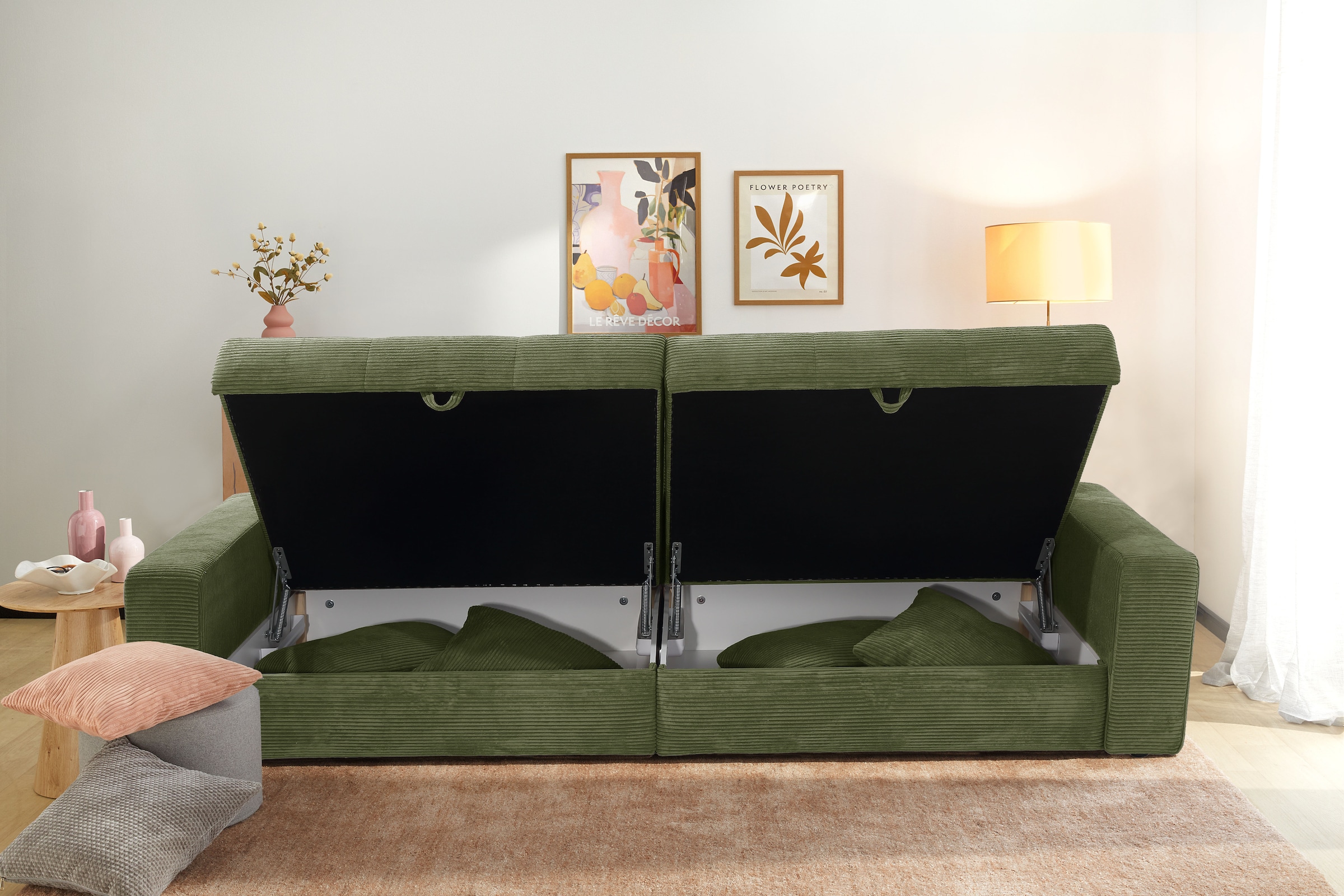 Jockenhöfer Gruppe Big-Sofa »Space XL, B: 284 cm« Mega-Sofa mit Bettkasten & 4 Zierkissen