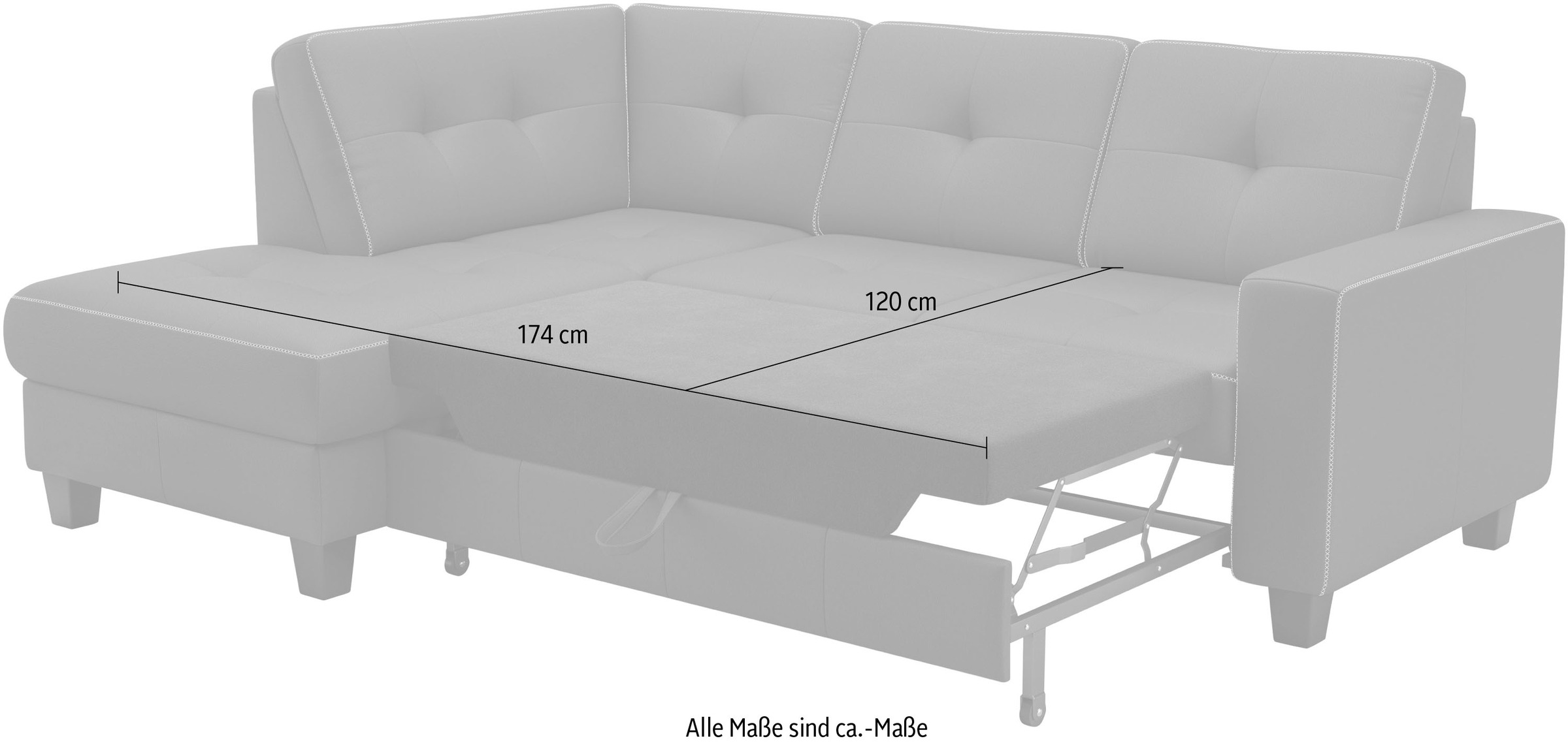 Places of Style Ecksofa »Varese«, wahlweise mit Bettfunktion und Bettkasten
