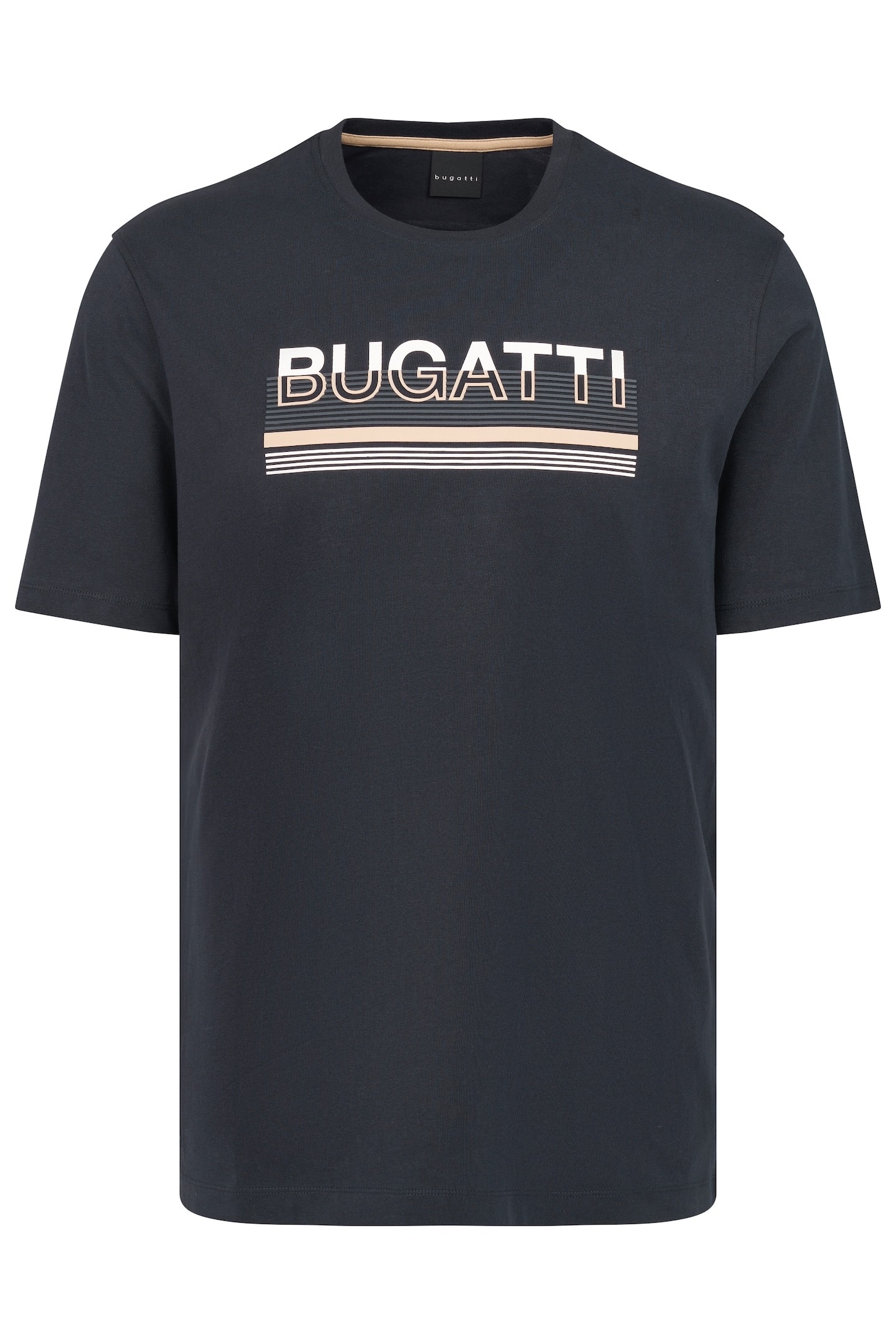 bugatti T-Shirt, mit gummiertem Logo-Print