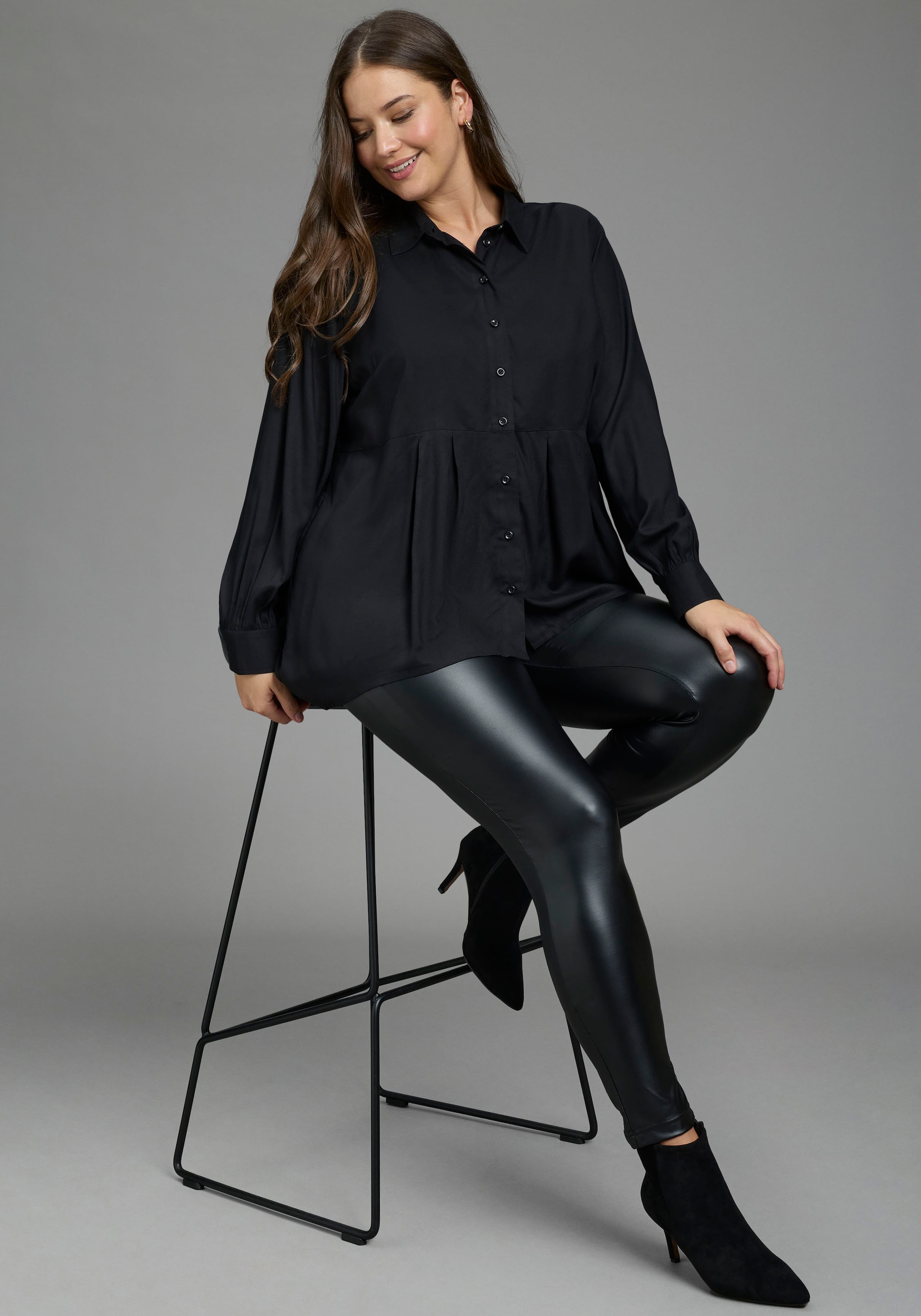 Laura Scott CURVE Lederimitathose »Große Größen«  aus elastischer Ware