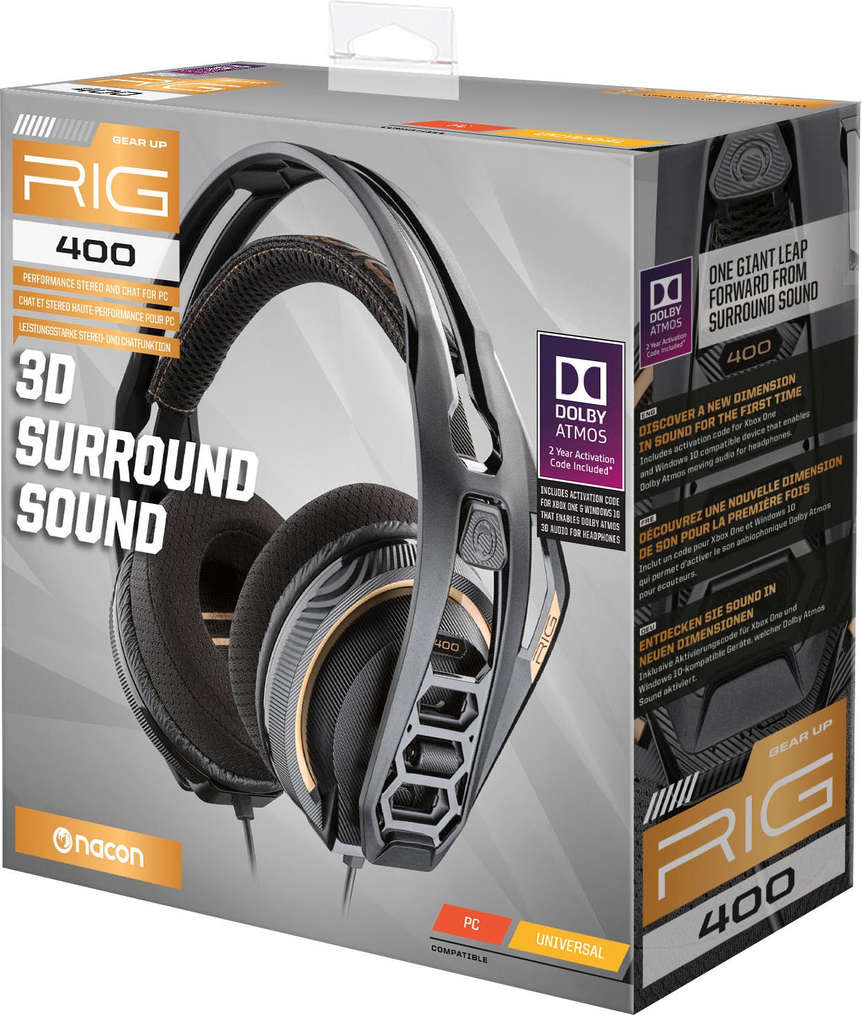 nacon Gaming-Headset »Plantronics RIG400 ATMOS«, Mikrofon abnehmbar-Rauschunterdrückung