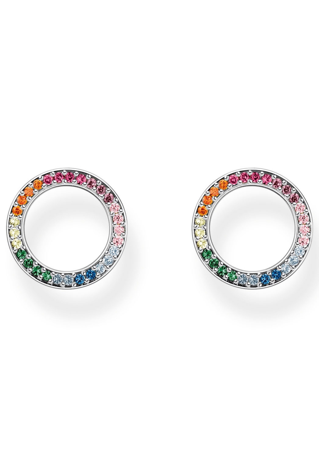 THOMAS SABO Paar Ohrstecker »Kreise Groß bunt oder weiß, H1947-051-14, H1947-318-7«, mit Glas-Keramik Stein, Korund, Spinell, Zirkonia (synth.)