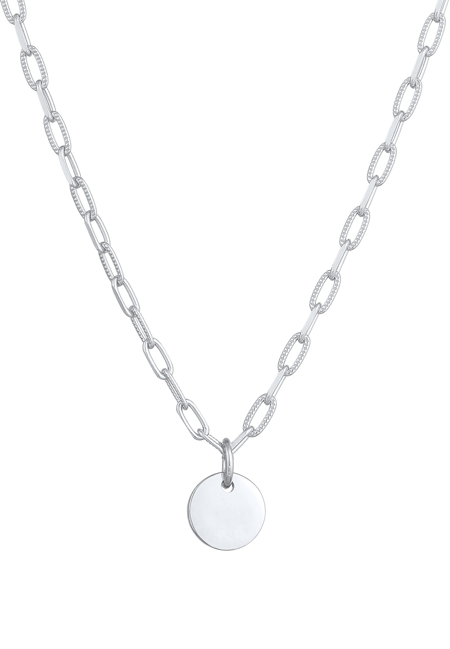 Elli Kette mit Anhänger »Halskette Plättchen Coin Gliederkette Trend 925 Silber«